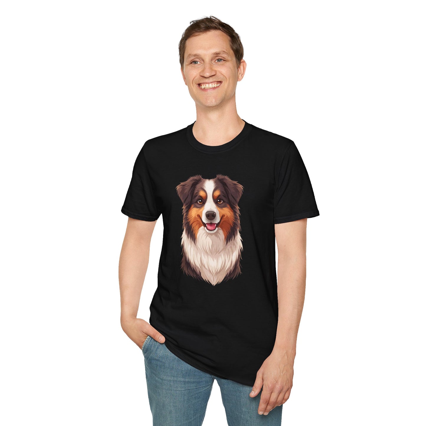 Australian Shepherd Dog Portrait Shirt – Aussie Dog Lover Gift, Cute Dog Mom Tee, Dog Dad Shirt, Pet Breed Apparel
