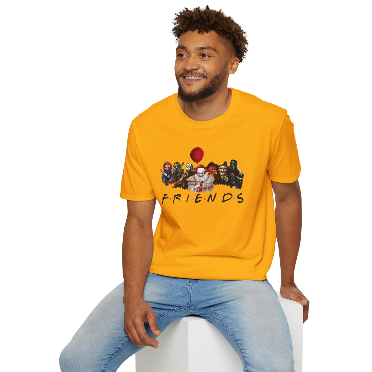 Horror Movie Villains Halloween Friends Softstyle T-Shirt, Scary Movie Tee, Halloween Shirt, Horror Movie Fan Gift, Horror Movie Characters