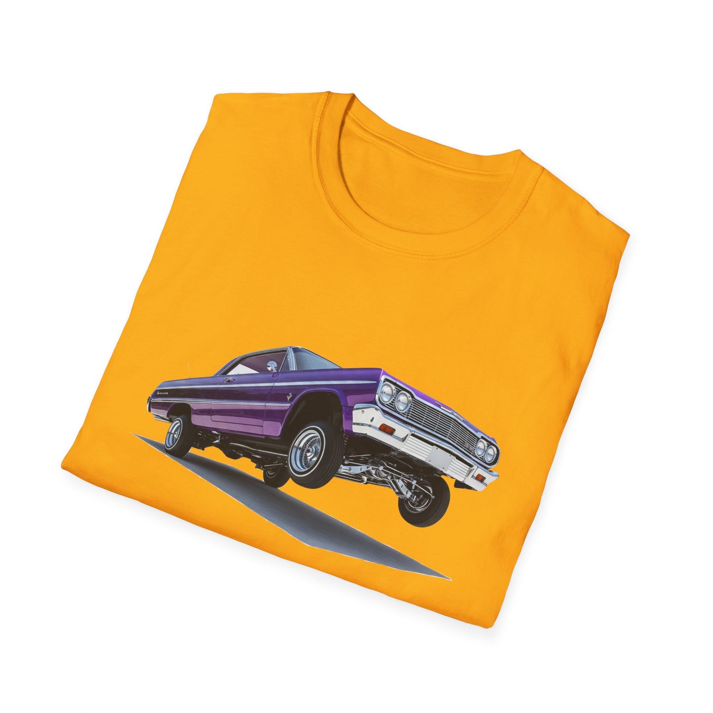 1964 Chevy Impala Hydraulics Lowrider Hoppin' Ink Drawing T-Shirt - Old School Hip Hop Cholo Art Tee Design - Chicano Car Club Graphic Tee