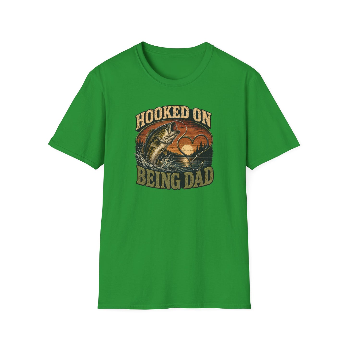 Fishing Dad Shirt, Hooked on Being Dad Tee, Bass Fishing T-Shirt, Fathers Day Shirt for Dad, Fisherman Gift