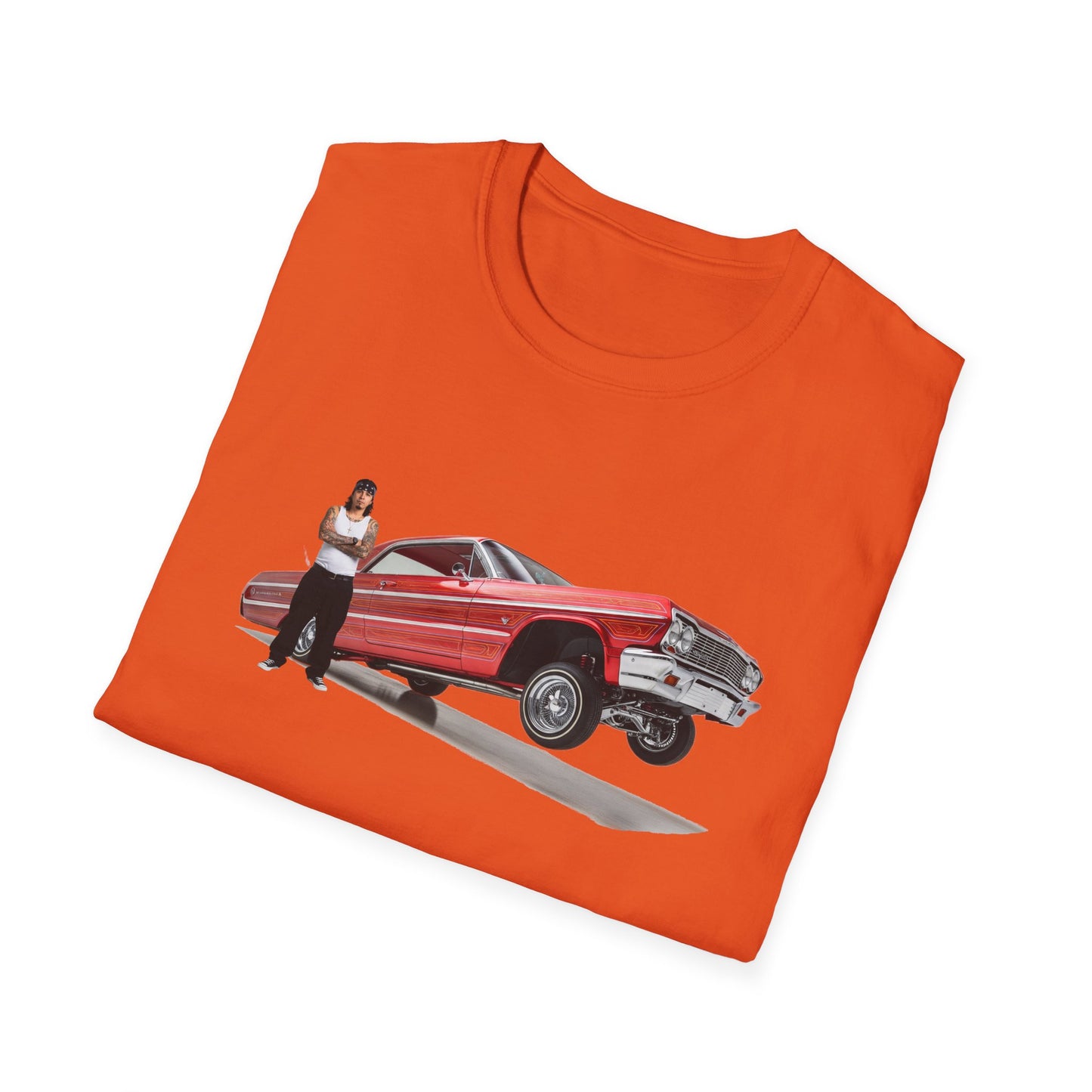 1964 Chevy Impala Hydraulics Lowrider Hoppin' graphic T-Shirt - Old School Hip Hop Cholo Art Tee Design - Chicano Car Club Graphic Tee