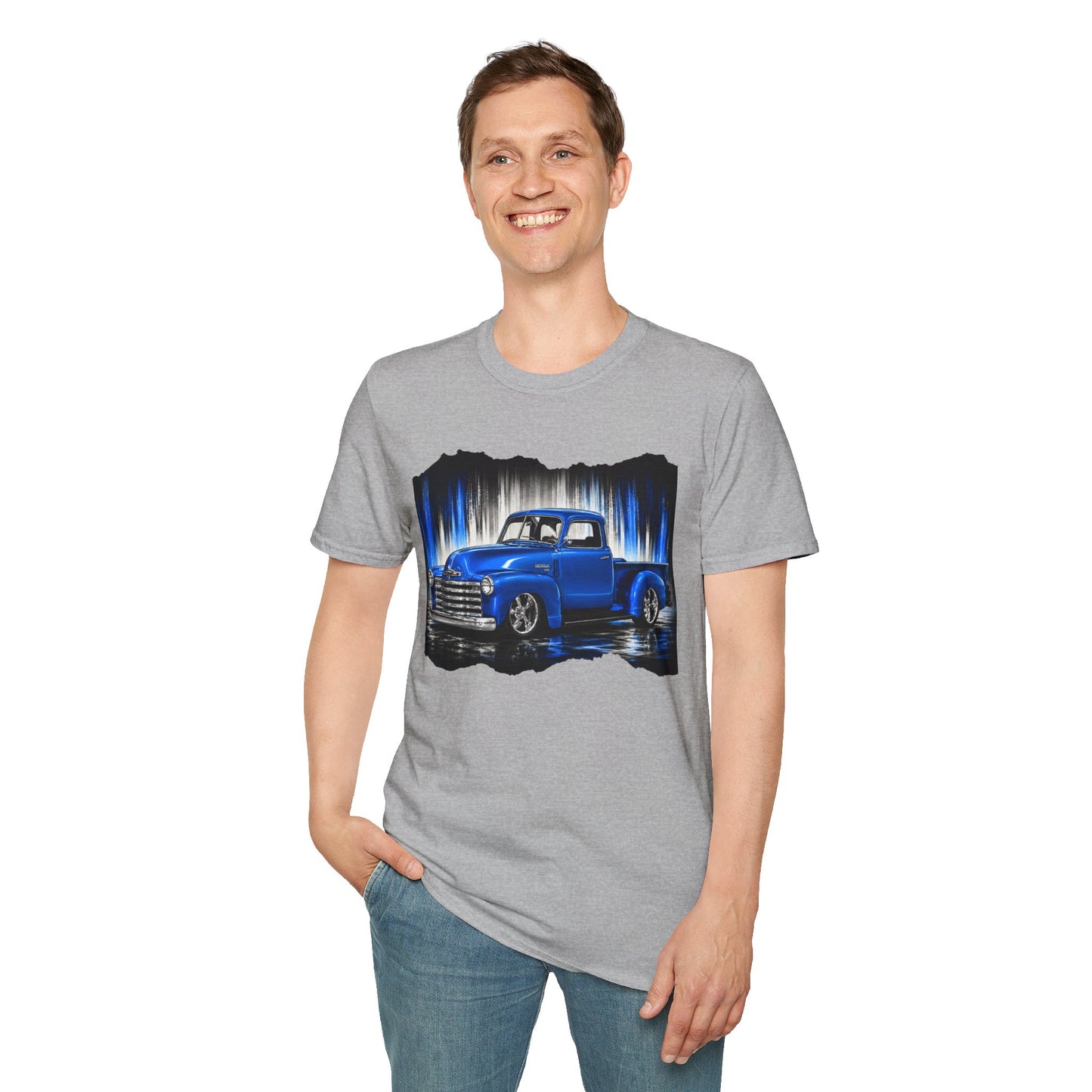 Vintage Truck Shirt, Blue Pickup Truck Tee, Classic Truck Graphic Shirt, Truck Enthusiast Gift, Retro Auto Unisex Tee