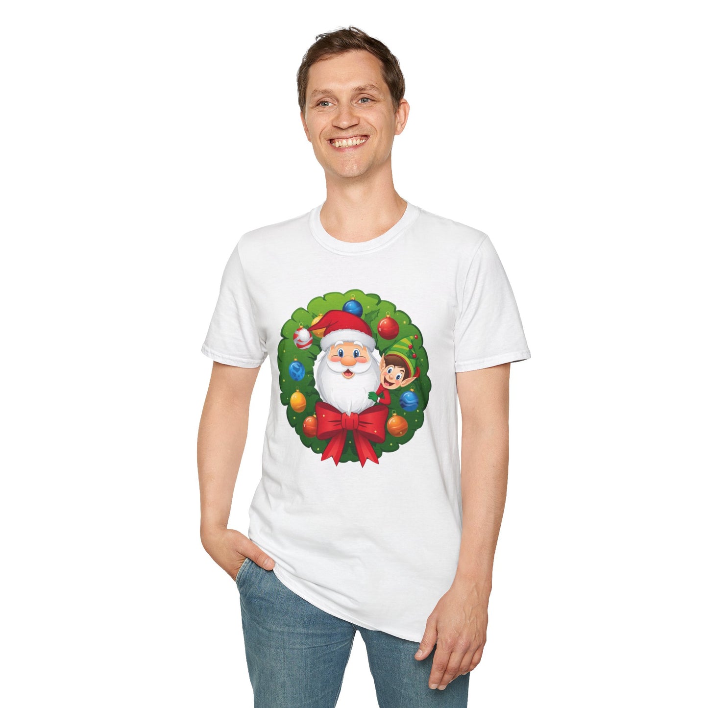 Santa and Elf on a Wreath Shirt, Family Christmas Shirts, Christmas T Shirt, Holiday Shirt, Cute Xmas Shirt for the family, Holiday Gift