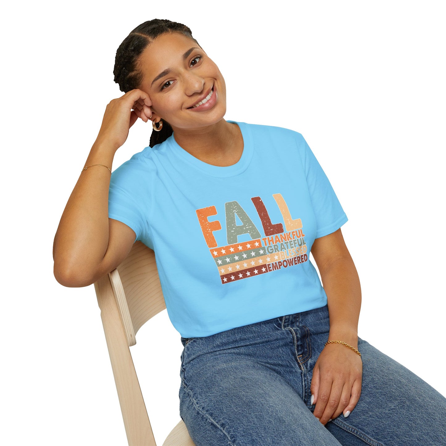 Fall Unisex Softstyle T-Shirt with Inspirational Words, Thankful, Grateful, Blessed, Empowered, Fall Tee, Hope Shirt, Thanksgiving Shirt