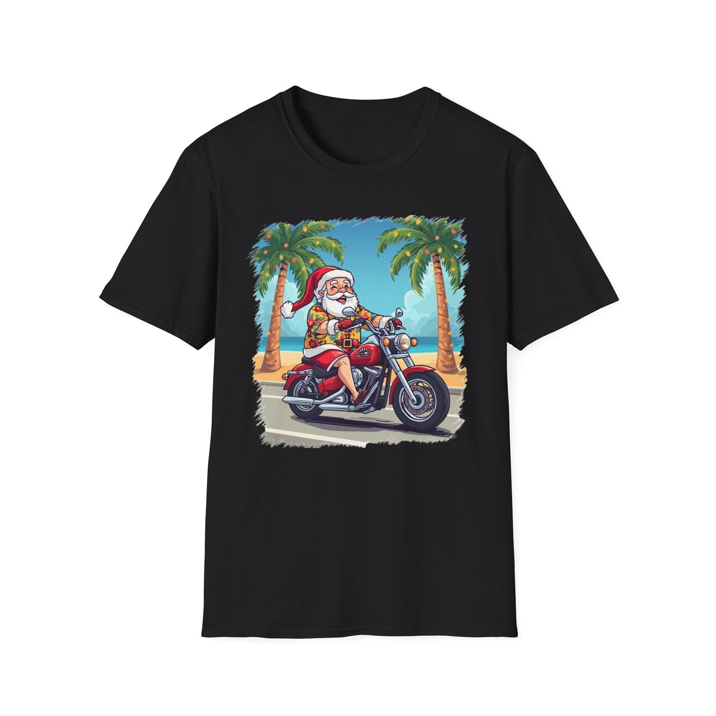 Tropical Santa riding a motorcycle shirt, Family Christmas Shirts, Christmas T Shirt, Holiday Shirt, Cute Xmas Shirt for the family, Holiday Gift