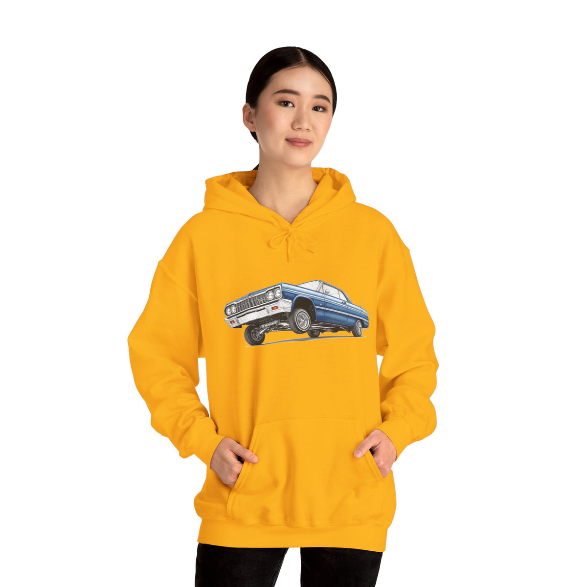Classic Car Hoodie, Lowrider Car Hoodie, Blue Vintage Car Sweatshirt, Car Enthusiast Gift, Unisex Automotive Hoodie