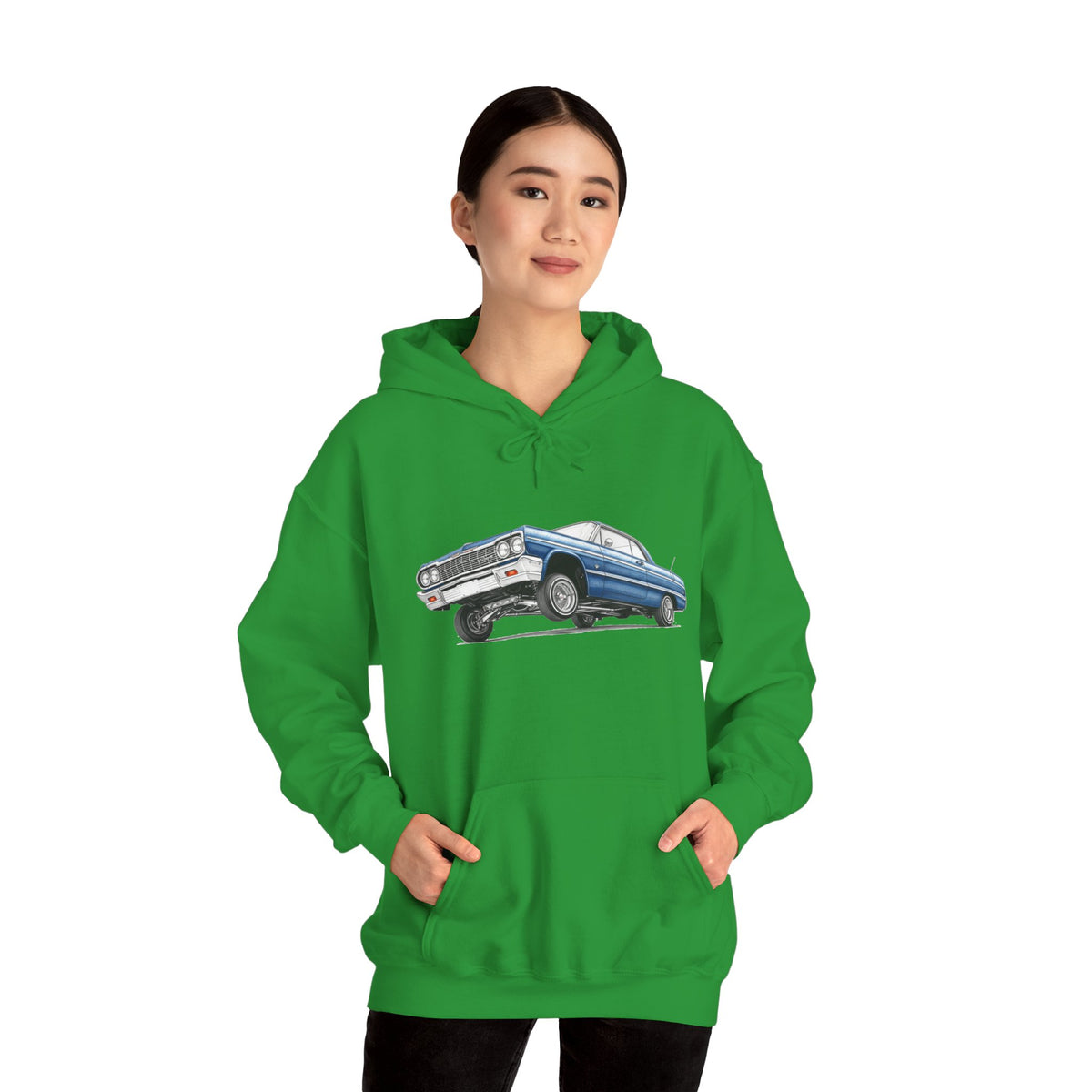 Classic Car Hoodie, Lowrider Car Hoodie, Blue Vintage Car Sweatshirt, Car Enthusiast Gift, Unisex Automotive Hoodie