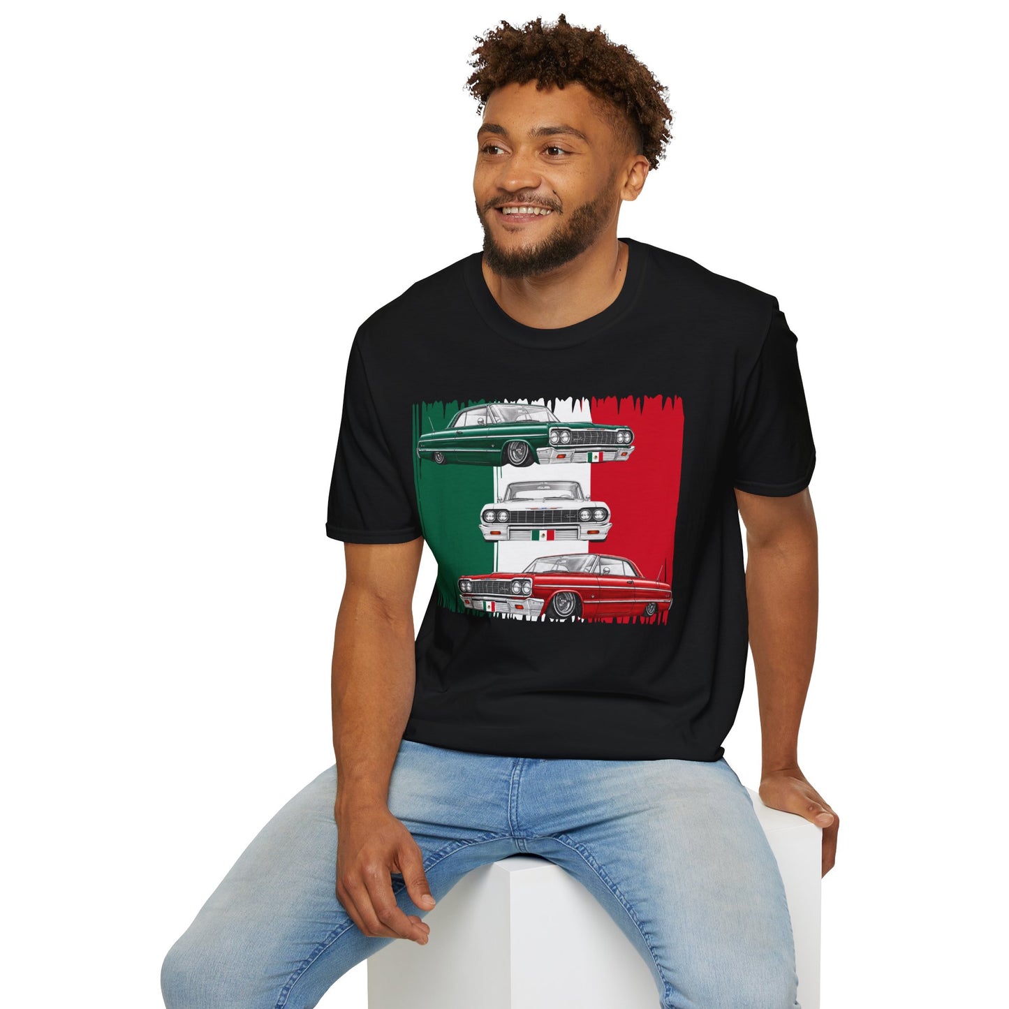 Lowrider Shirt, Mexican Flag Classic Car Tee, Vintage Car Graphic Shirt, Car Enthusiast Gift, Retro Auto Unisex Tee