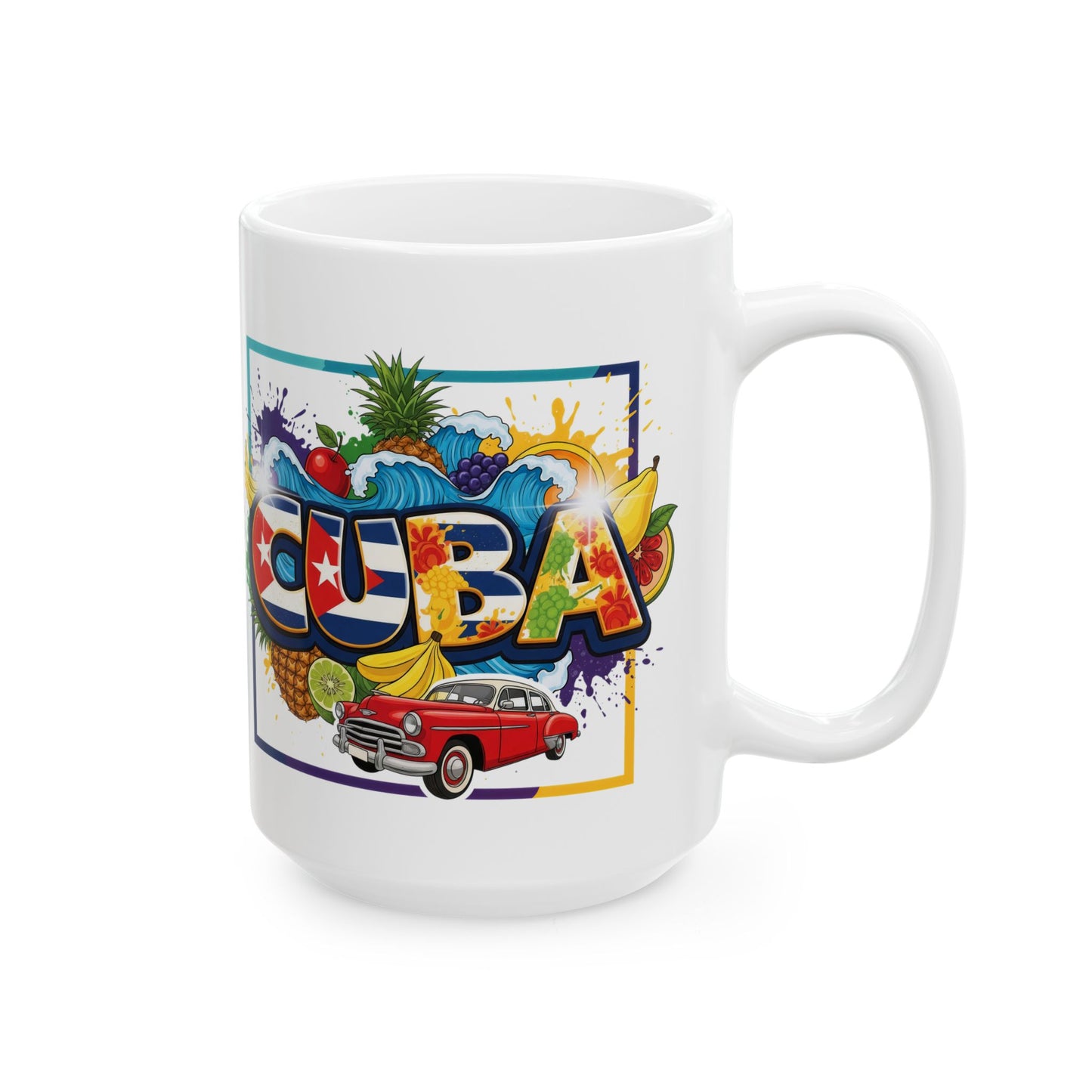 Colorful Cuban Flag Ceramic Mug, 11oz 15oz - Vibrant Cuba Souvenir Coffee Cup, Patriotic Tea Mug, Cuban American Gift, Kitchen Decor