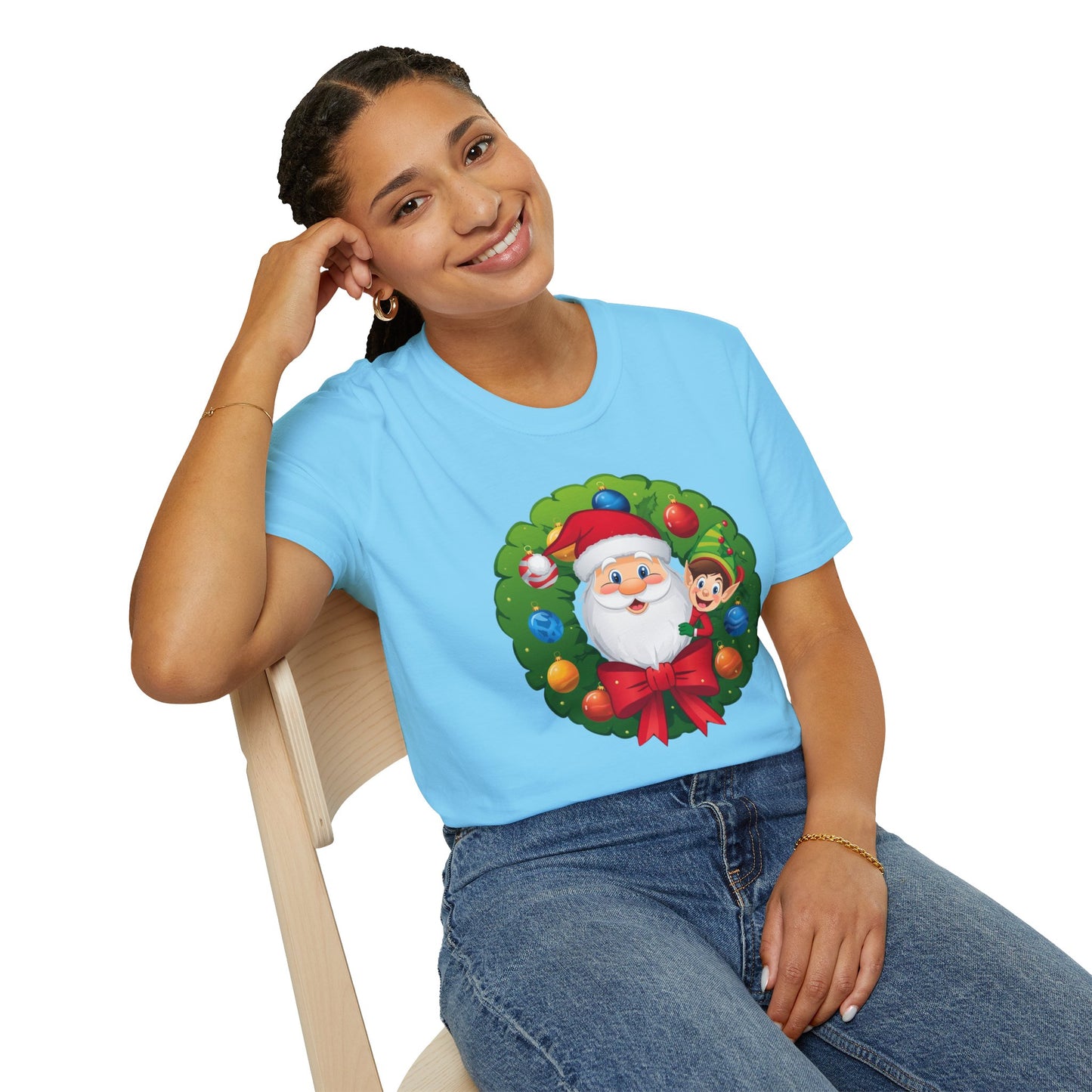 Santa and Elf on a Wreath Shirt, Family Christmas Shirts, Christmas T Shirt, Holiday Shirt, Cute Xmas Shirt for the family, Holiday Gift