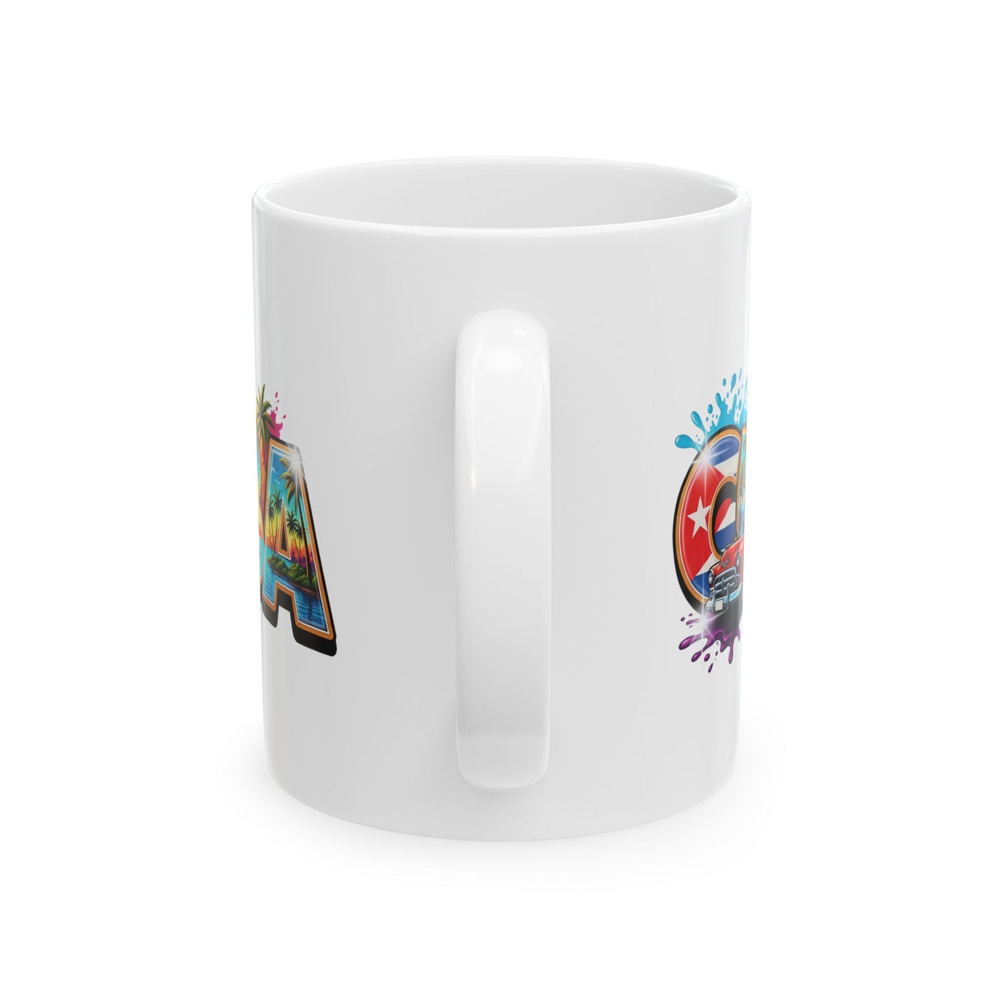 Colorful Cuban Flag Ceramic Mug, 11oz 15oz - Vibrant Cuba Souvenir Coffee Cup, Patriotic Tea Mug, Cuban American Gift, Kitchen Decor