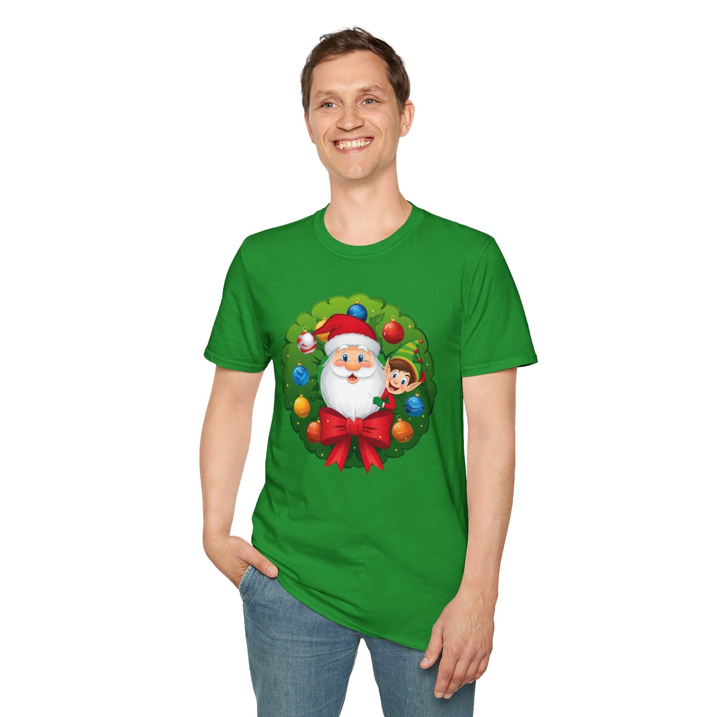 Santa and Elf on a Wreath Shirt, Family Christmas Shirts, Christmas T Shirt, Holiday Shirt, Cute Xmas Shirt for the family, Holiday Gift