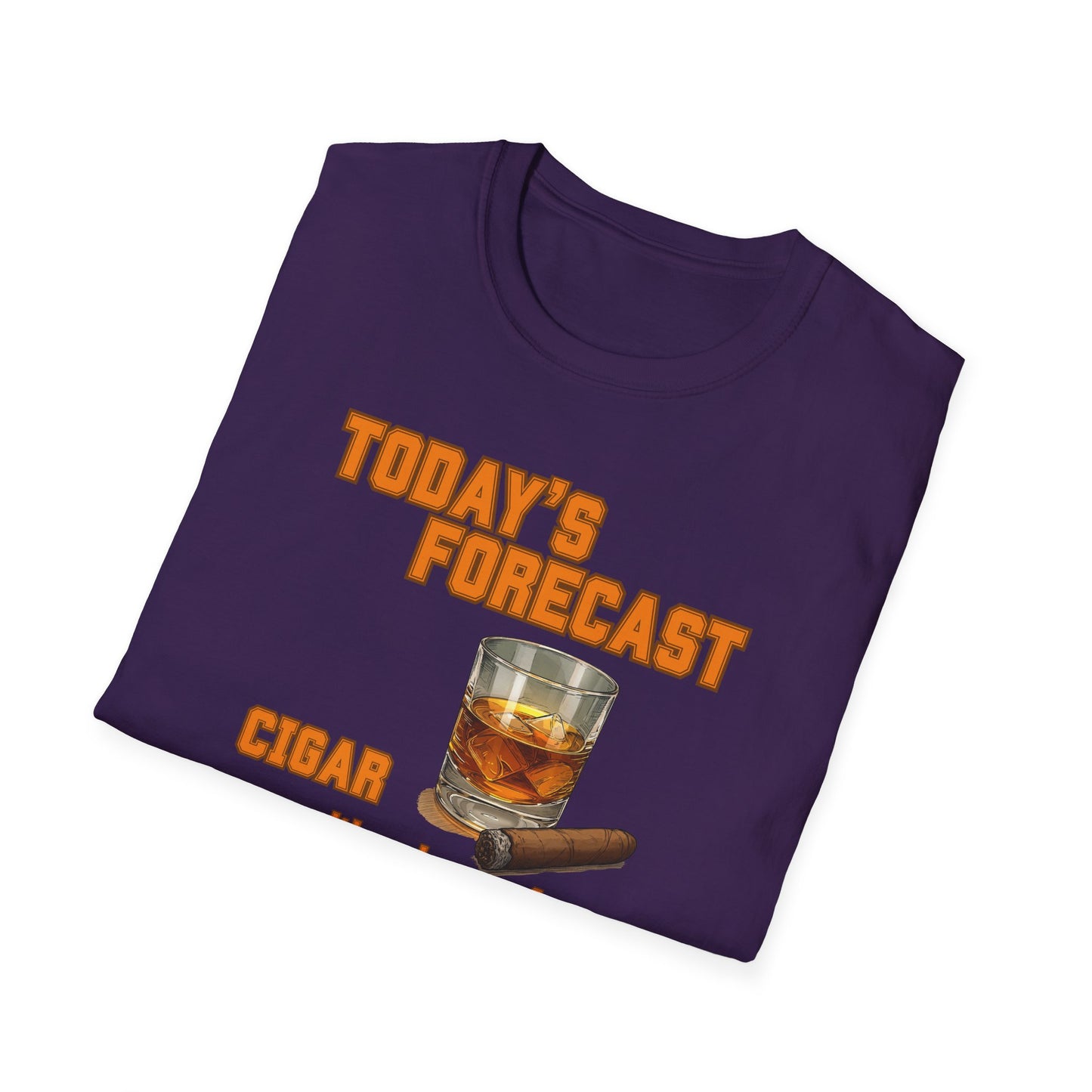Today's Forecast Cigar with a chance of Whiskey Unisex T-Shirt, BBQ Pool Party Shirt, Fathers Day Gift, Relaxation Leisure, Cigar lover Gift