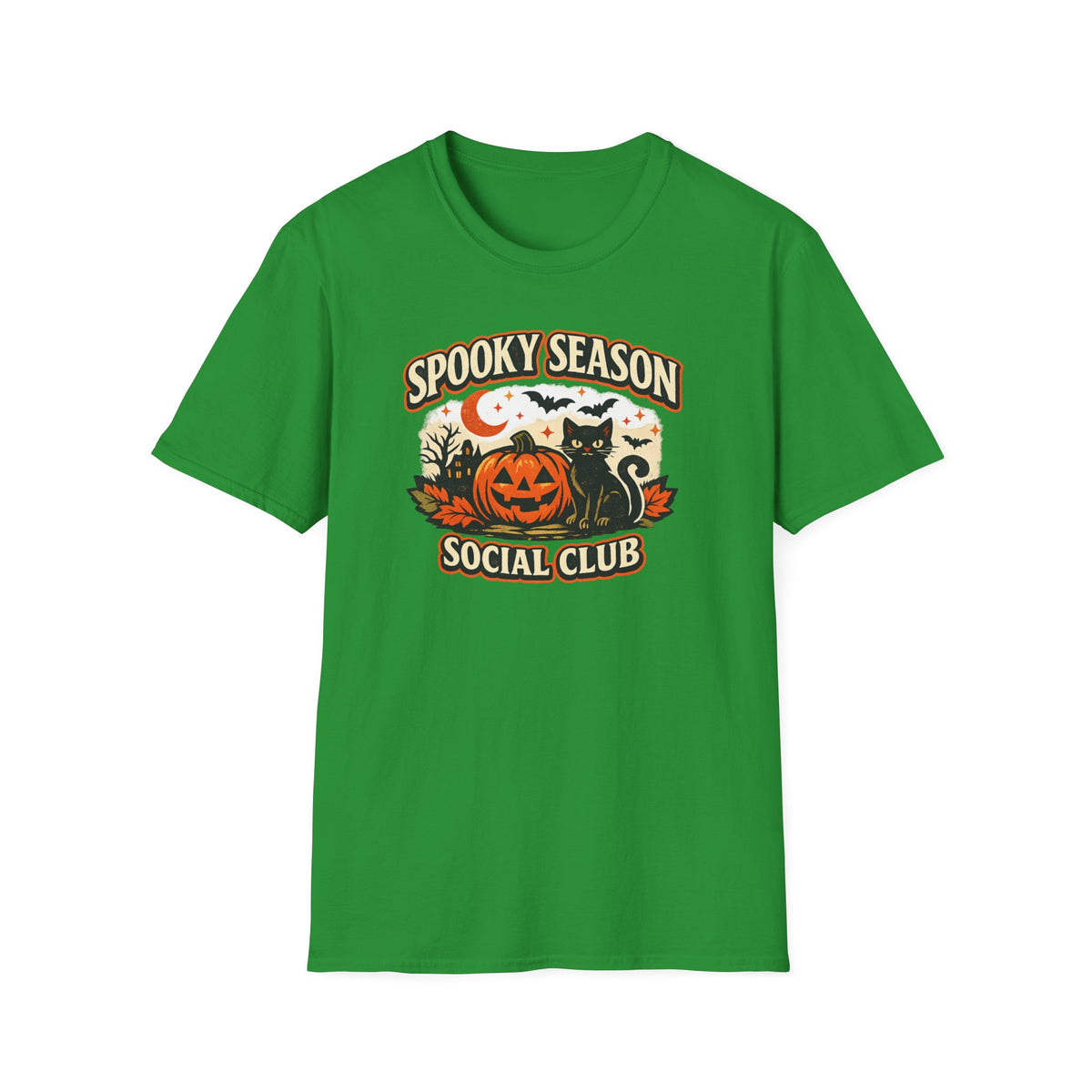 Halloween Black Cat Shirt, Spooky Season Social Club Tee, Pumpkin Cat T-Shirt, Cute Halloween Shirt, Fall Graphic Tee
