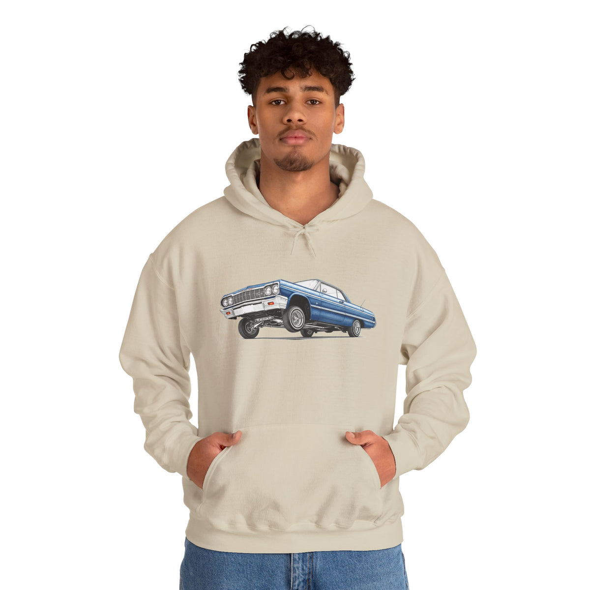 Classic Car Hoodie, Lowrider Car Hoodie, Blue Vintage Car Sweatshirt, Car Enthusiast Gift, Unisex Automotive Hoodie