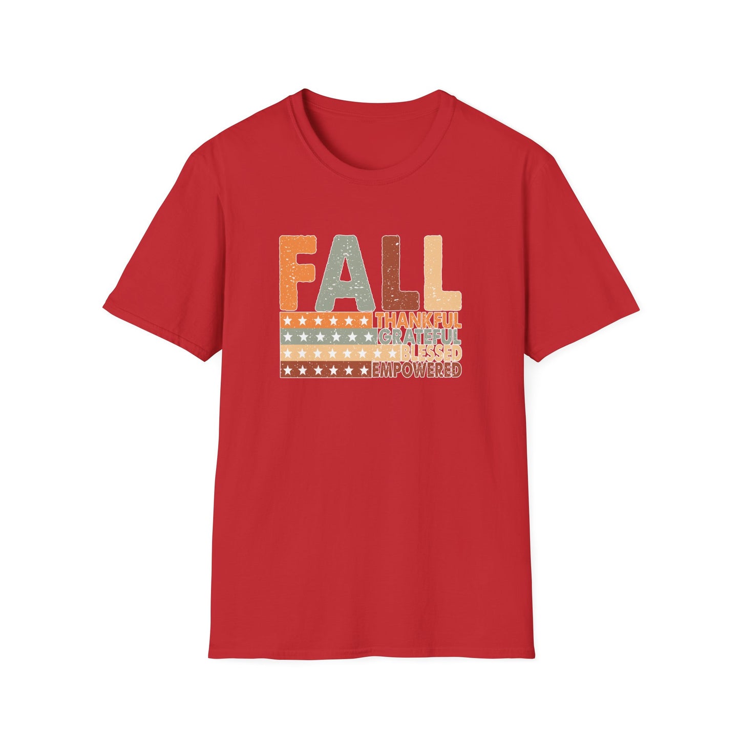 Fall Unisex Softstyle T-Shirt with Inspirational Words, Thankful, Grateful, Blessed, Empowered, Fall Tee, Hope Shirt, Thanksgiving Shirt