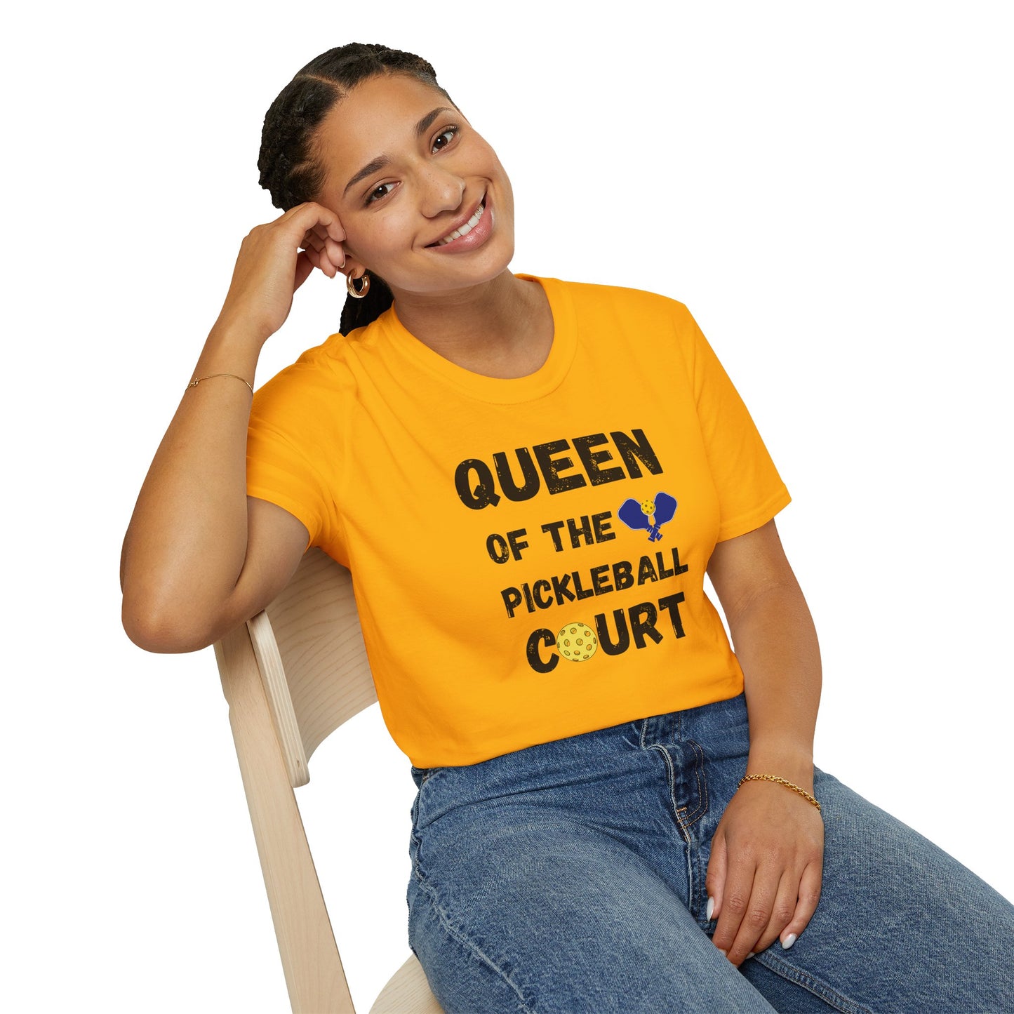 Queen of the Pickleball Court Unisex Softstyle T-Shirt, Pickleball Gift, Pickleball Apparel, Pickleball Lover Shirt, Pickleball Player Tee,