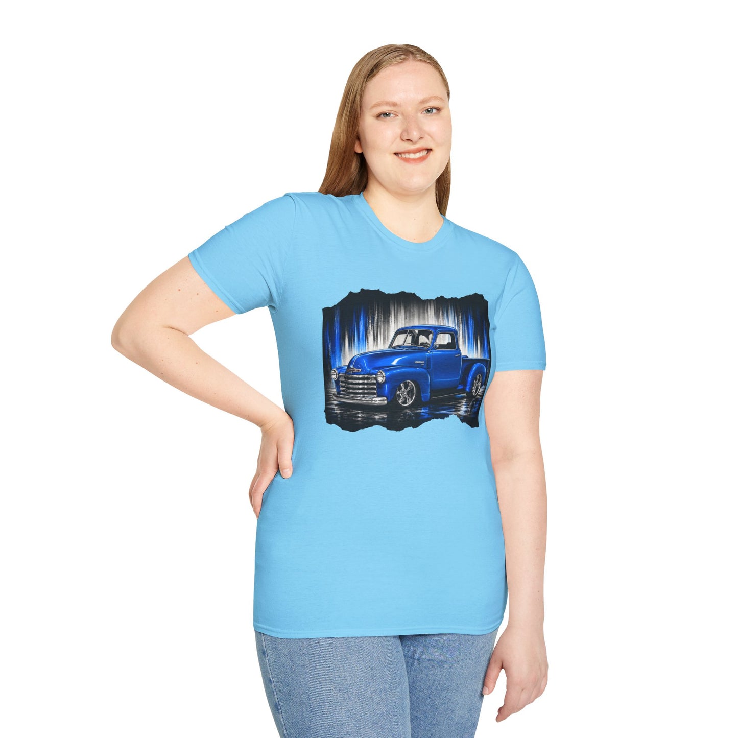 Vintage Truck Shirt, Blue Pickup Truck Tee, Classic Truck Graphic Shirt, Truck Enthusiast Gift, Retro Auto Unisex Tee