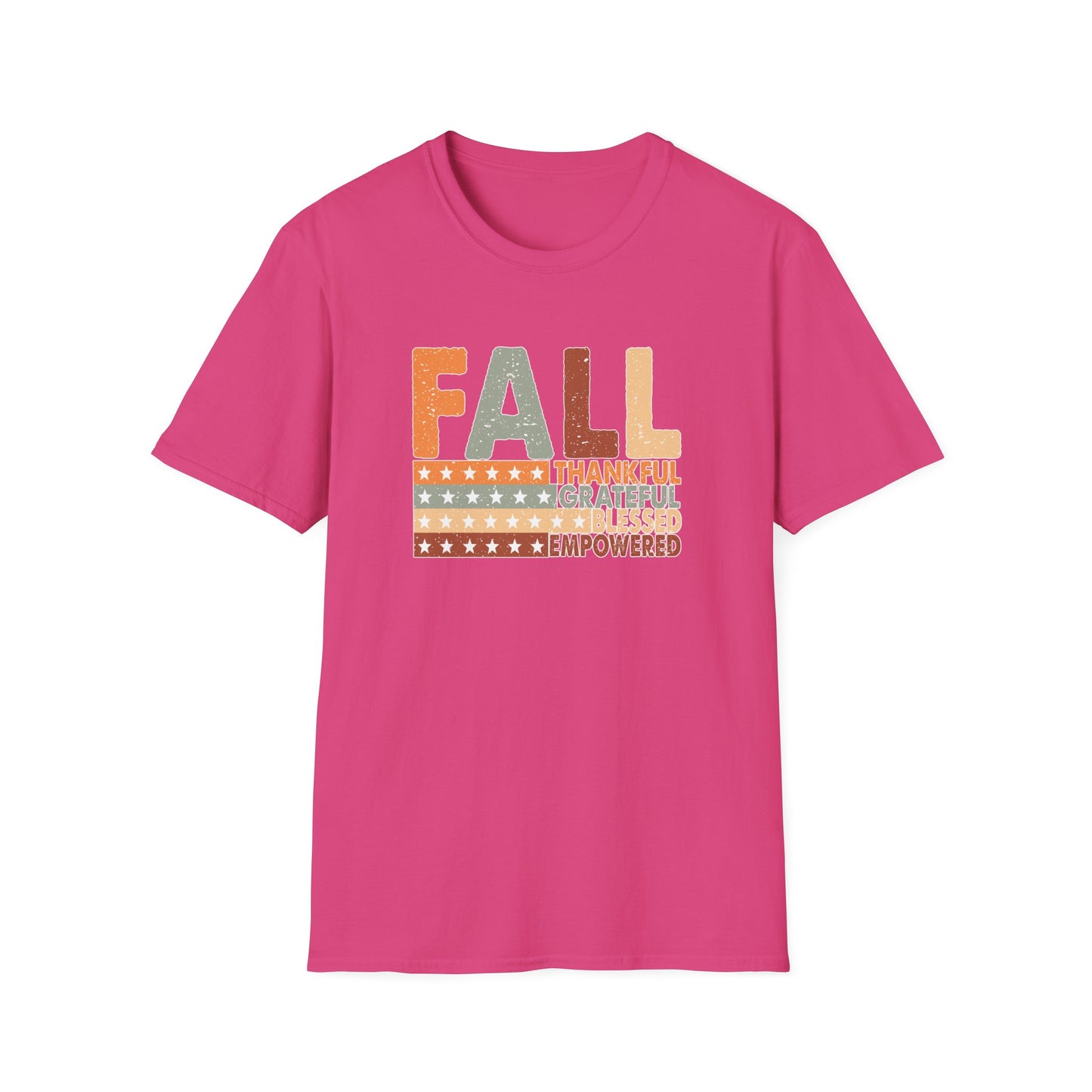 Fall Unisex Softstyle T-Shirt with Inspirational Words, Thankful, Grateful, Blessed, Empowered, Fall Tee, Hope Shirt, Thanksgiving Shirt