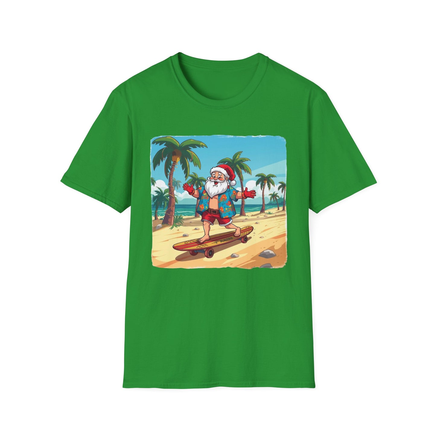 Tropical Santa riding a longboard shirt, Family Christmas Shirts, Christmas T Shirt, Holiday Shirt, Cute Xmas Shirt for the family, Holiday Gift