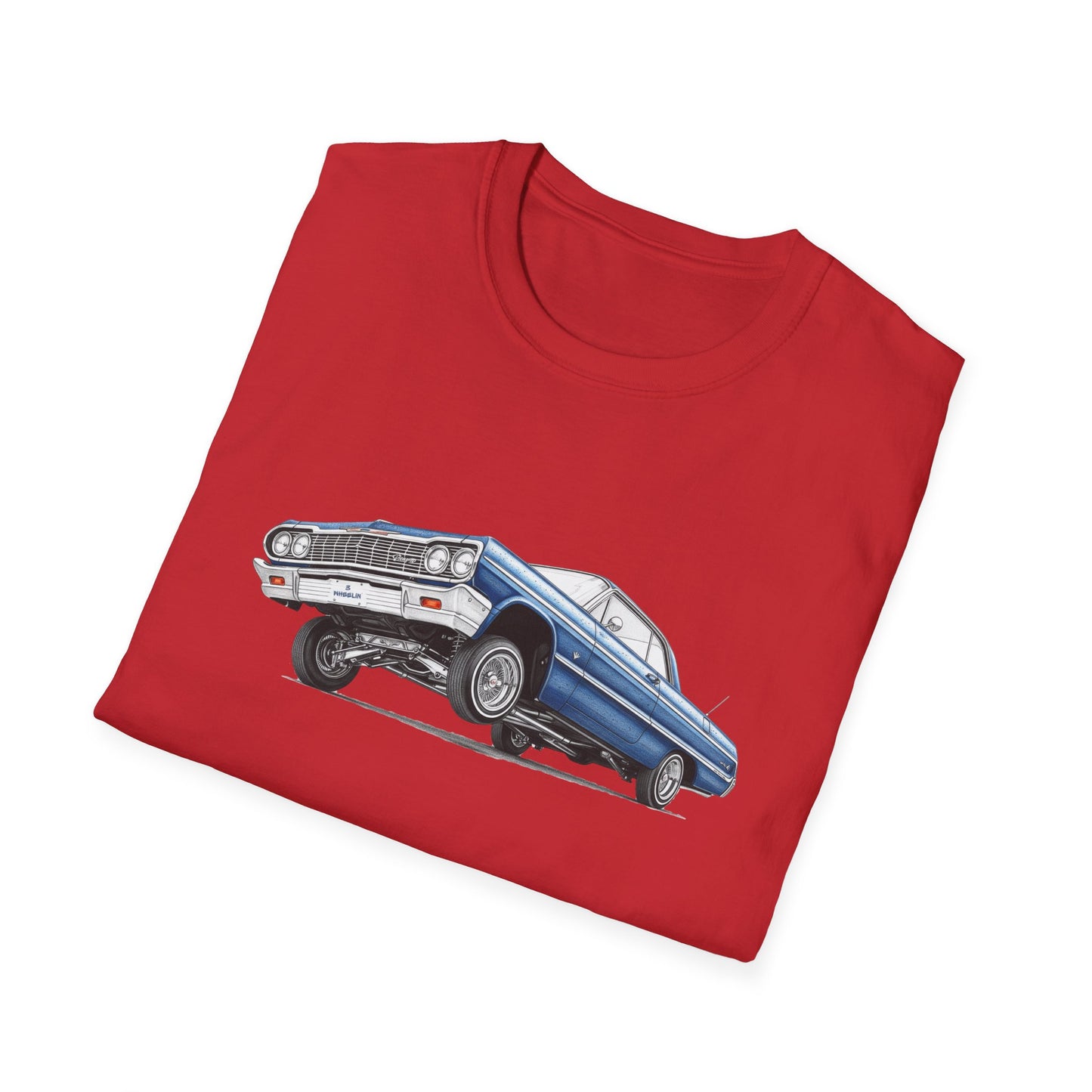 1964 Chevy Impala Hydraulics Lowrider Ink Drawing T-Shirt - Old School Hip Hop Cholo Art Tee Design - Chicano Car Club Graphic Tee