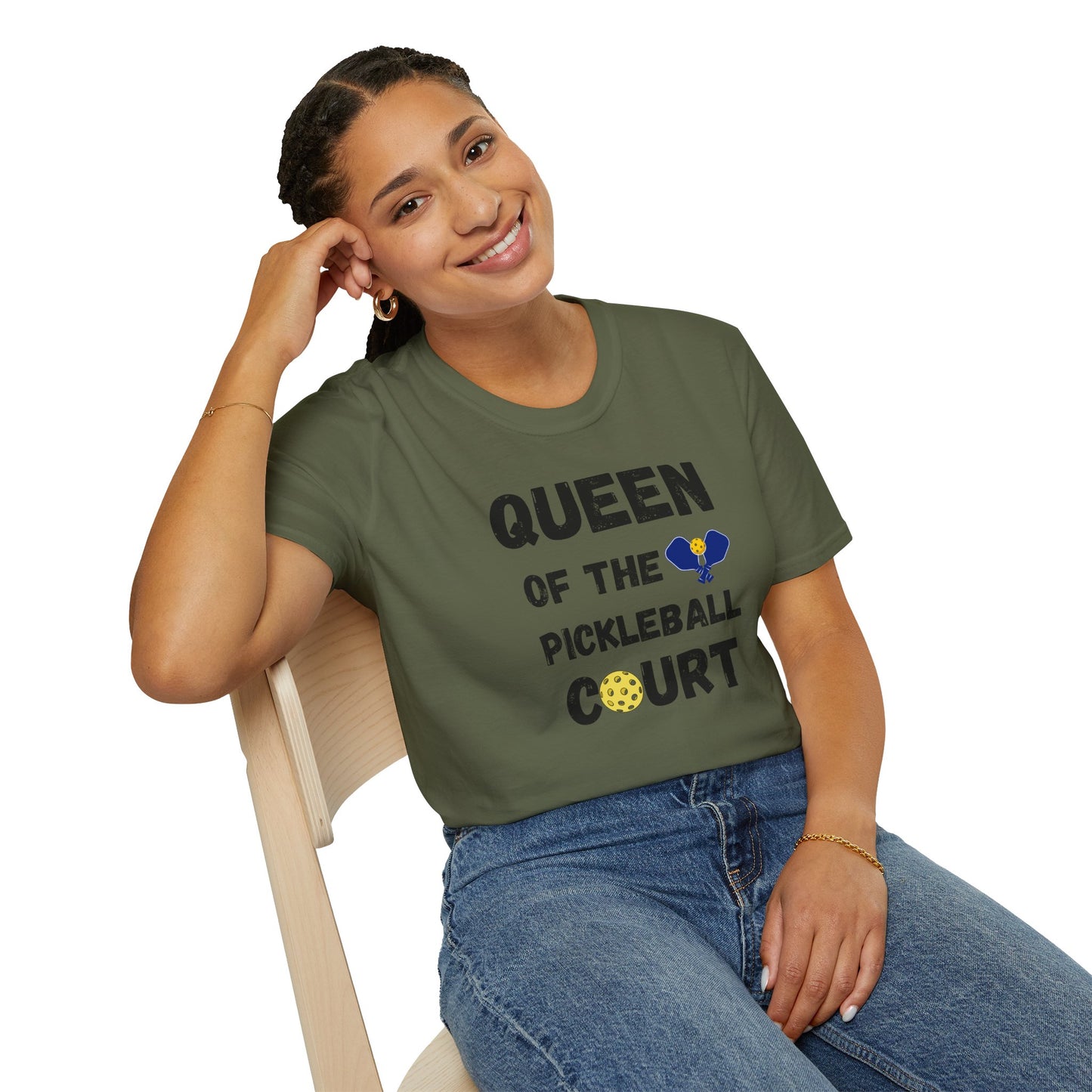 Queen of the Pickleball Court Unisex Softstyle T-Shirt, Pickleball Gift, Pickleball Apparel, Pickleball Lover Shirt, Pickleball Player Tee,
