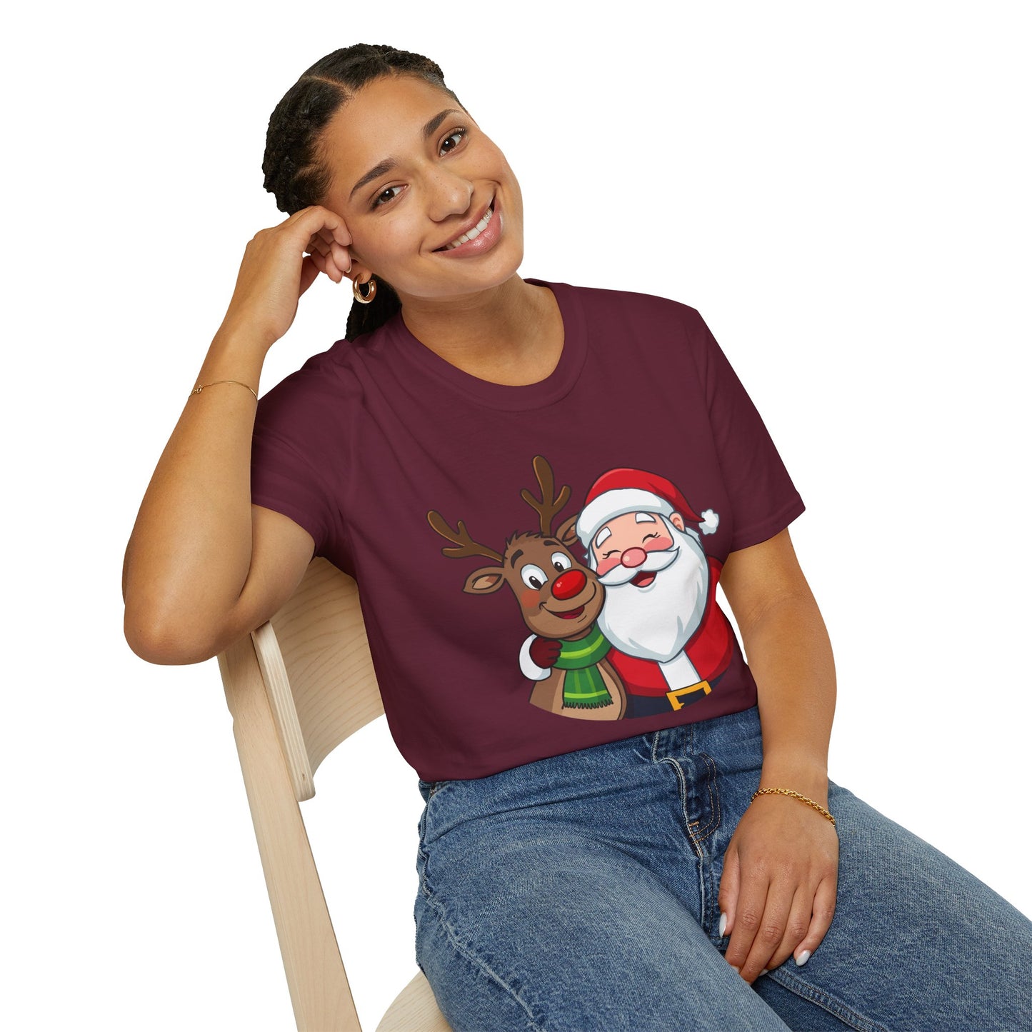 Smiling Santa and Rudolph Shirt, Family Christmas Shirts, Christmas T Shirt, Holiday Shirt, Cute Xmas Shirt for the family, Holiday Gift