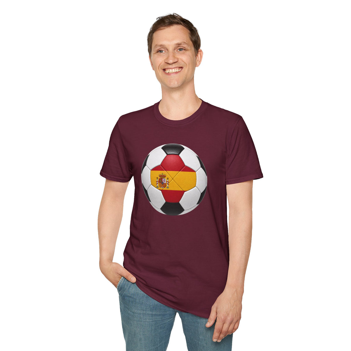 Spanish Soccer Fan Shirt, Spain Football T-Shirt, Soccer Ball Flag Tee, Game Day Sports Shirt, Soccer Lover Gift