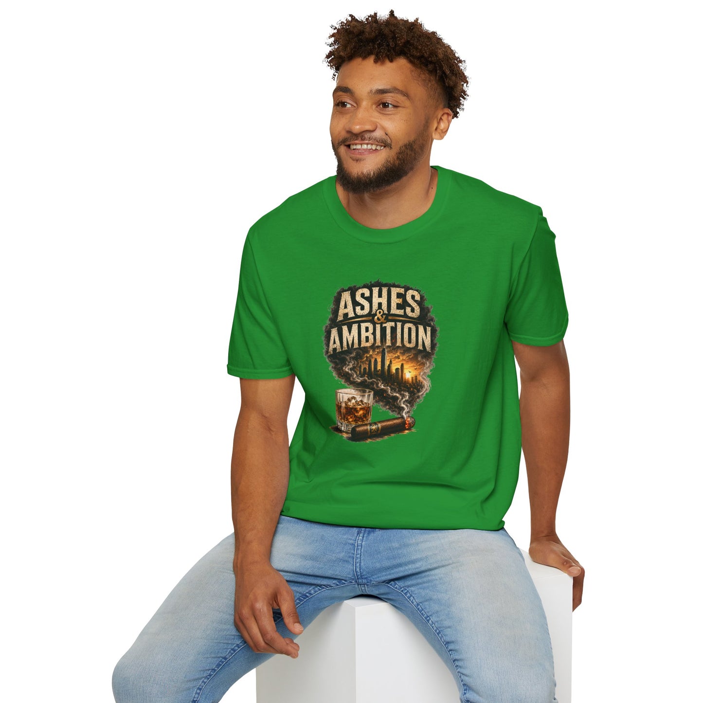 Ashes & Ambition Cigar T-Shirt – Whiskey, Success & Hustle Lifestyle Tee
