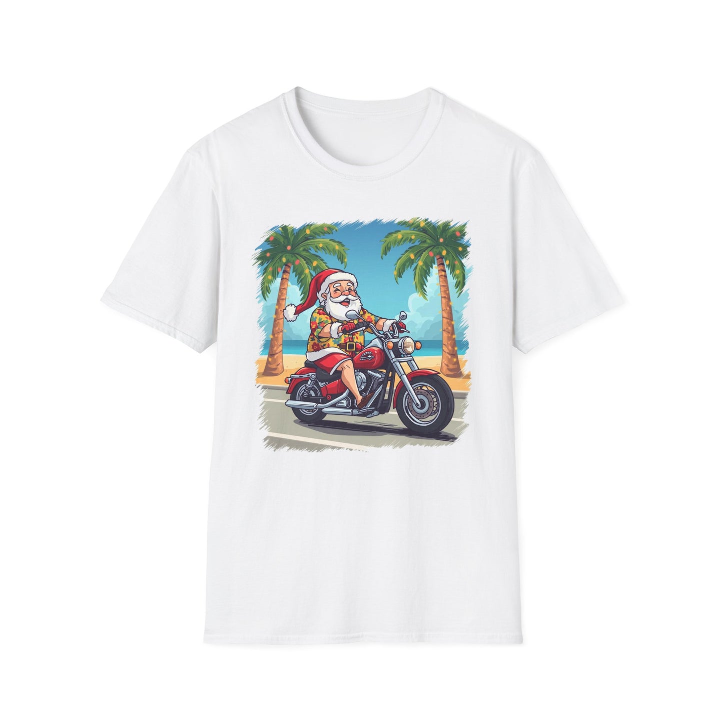 Tropical Santa riding a motorcycle shirt, Family Christmas Shirts, Christmas T Shirt, Holiday Shirt, Cute Xmas Shirt for the family, Holiday Gift