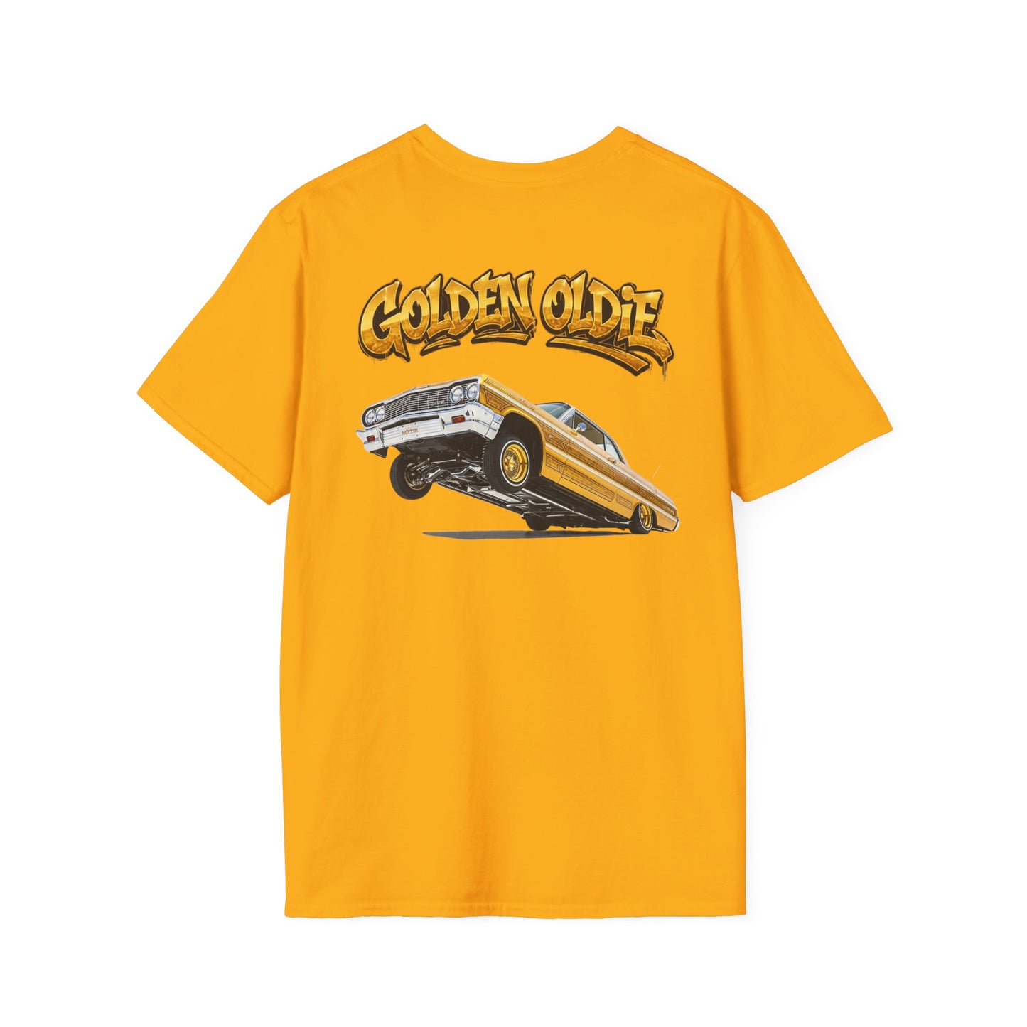 Back Print Lowrider Shirt, Golden Oldie Classic Car Tee, Vintage Car Enthusiast Shirt, Retro Auto Gift, Unisex Car Lover Tee