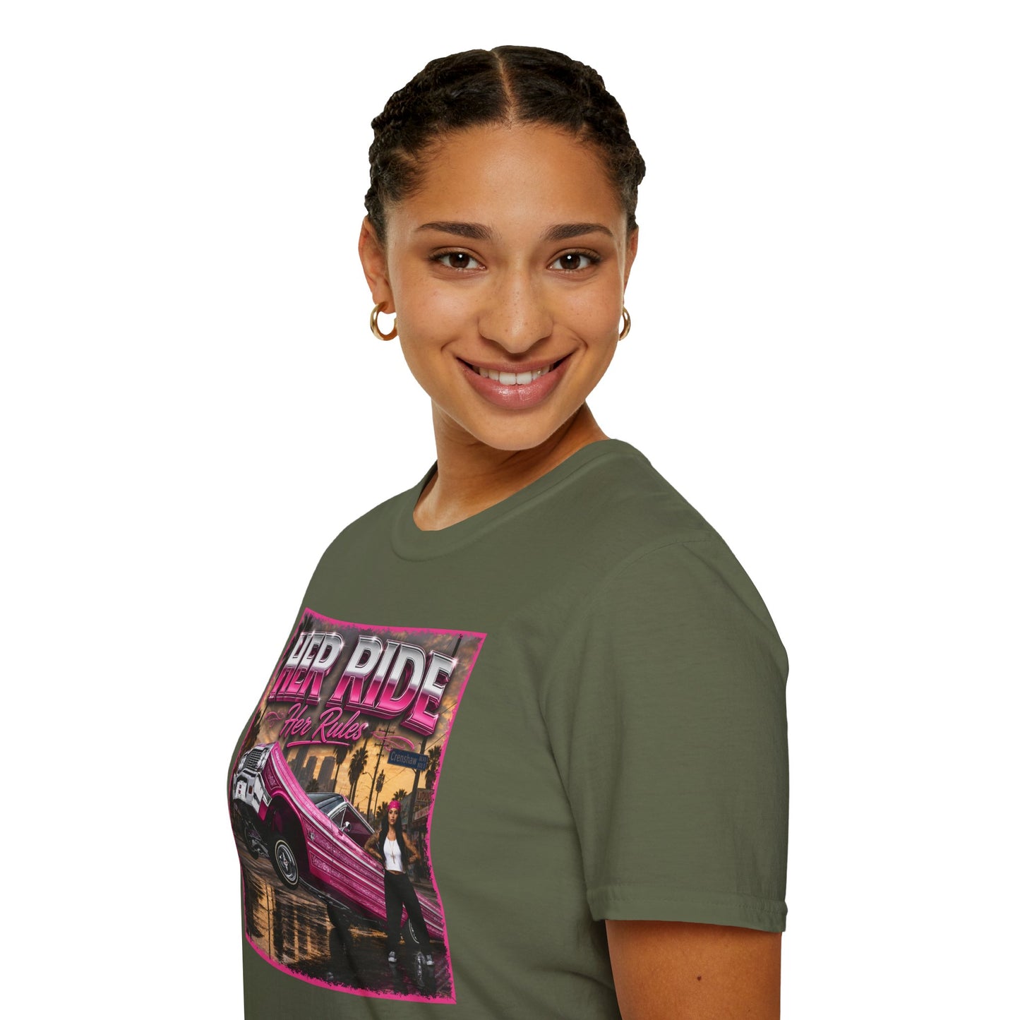 Women Lowrider Shirt, Her Ride Her Rules Tee, Pink Classic Car Graphic Shirt, Car Enthusiast Gift, Retro Auto Tee