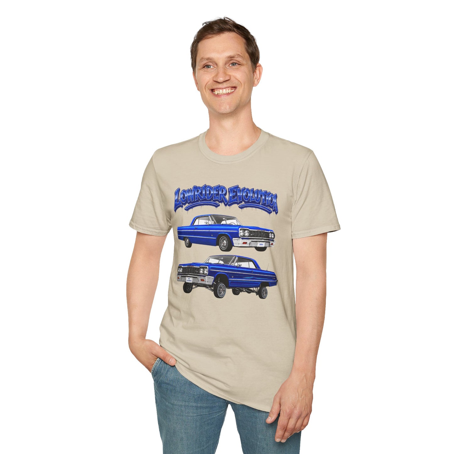 Classic Lowrider Shirt, Lowrider Evolution Tee, Blue Vintage Car Shirt, Car Enthusiast Gift, Retro Auto Graphic Tee