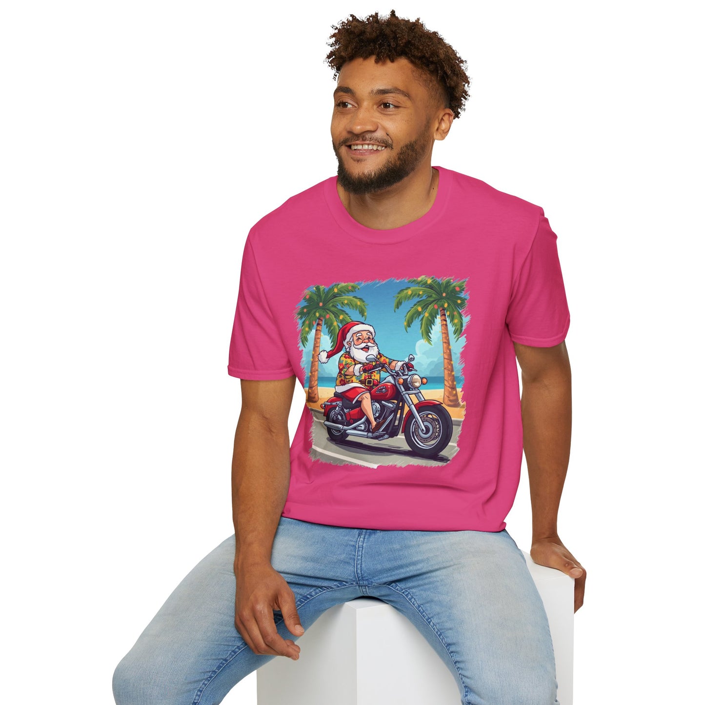 Tropical Santa riding a motorcycle shirt, Family Christmas Shirts, Christmas T Shirt, Holiday Shirt, Cute Xmas Shirt for the family, Holiday Gift