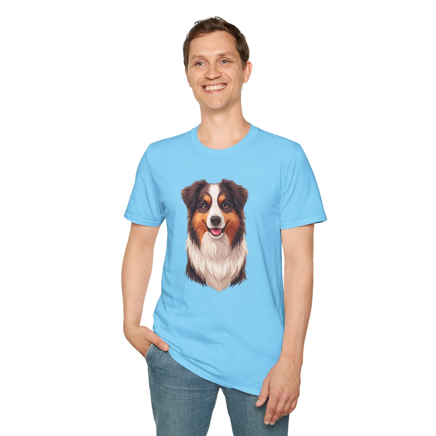 Australian Shepherd Dog Portrait Shirt – Aussie Dog Lover Gift, Cute Dog Mom Tee, Dog Dad Shirt, Pet Breed Apparel