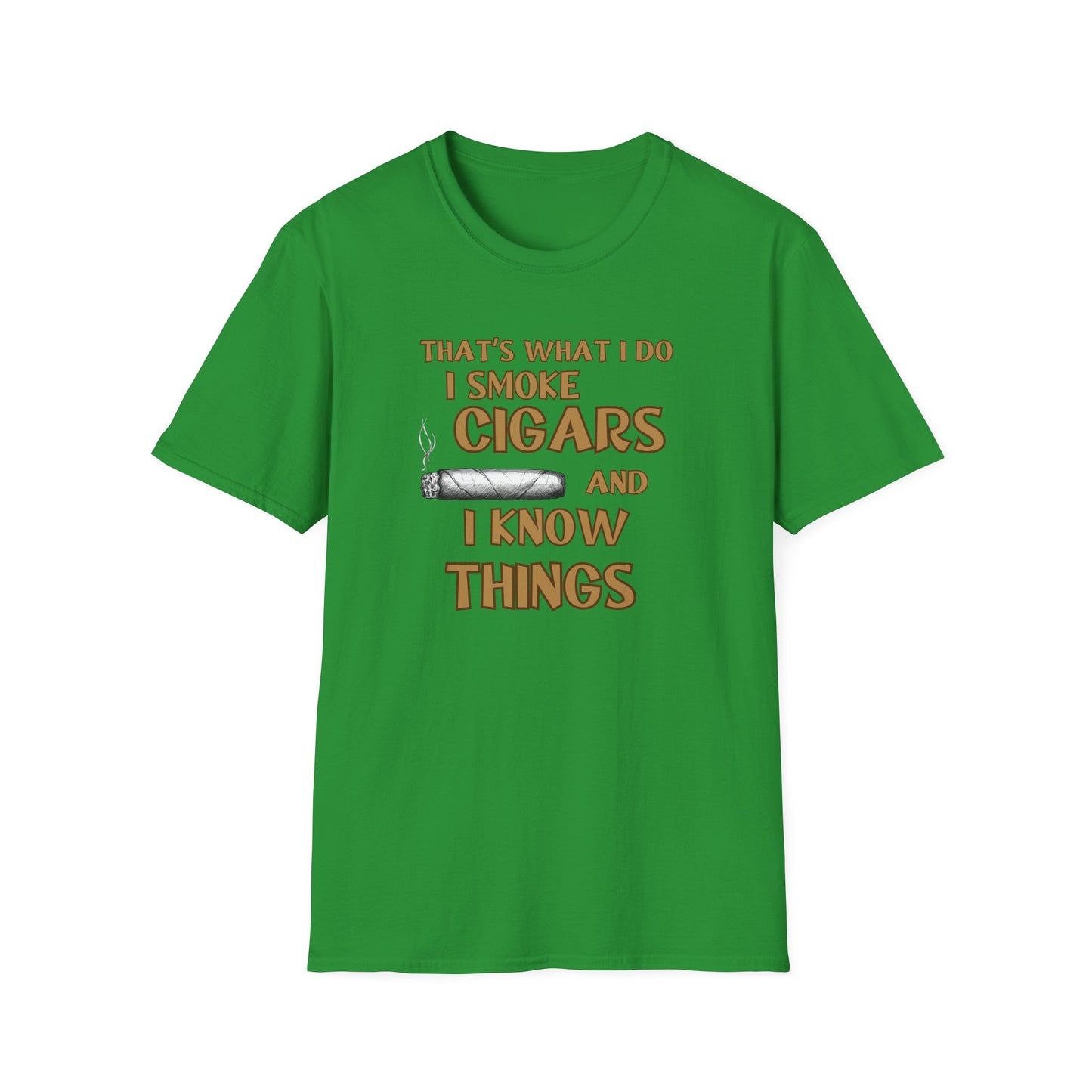 Smoke Cigars and Know Things Unisex T-Shirt, BBQ Pool Party Shirt, Fathers Day Gift, Relaxation Leisure, Cigar lover Gift, Grandpa Gift
