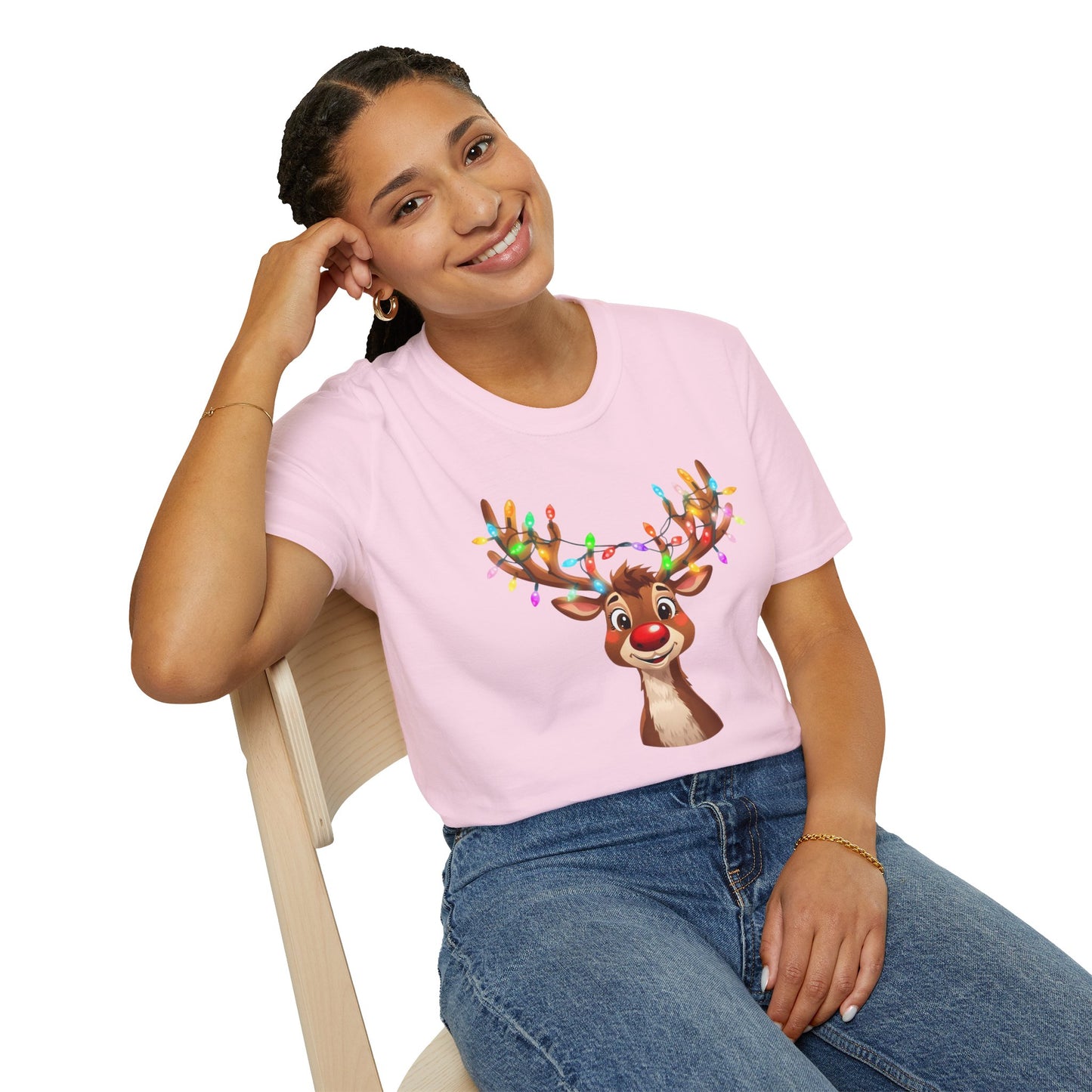 Reindeer with Christmas Lights Shirt, Family Christmas Shirts, Christmas T Shirt, Holiday Shirt, Cute Xmas Shirt for the family, Holiday Gift