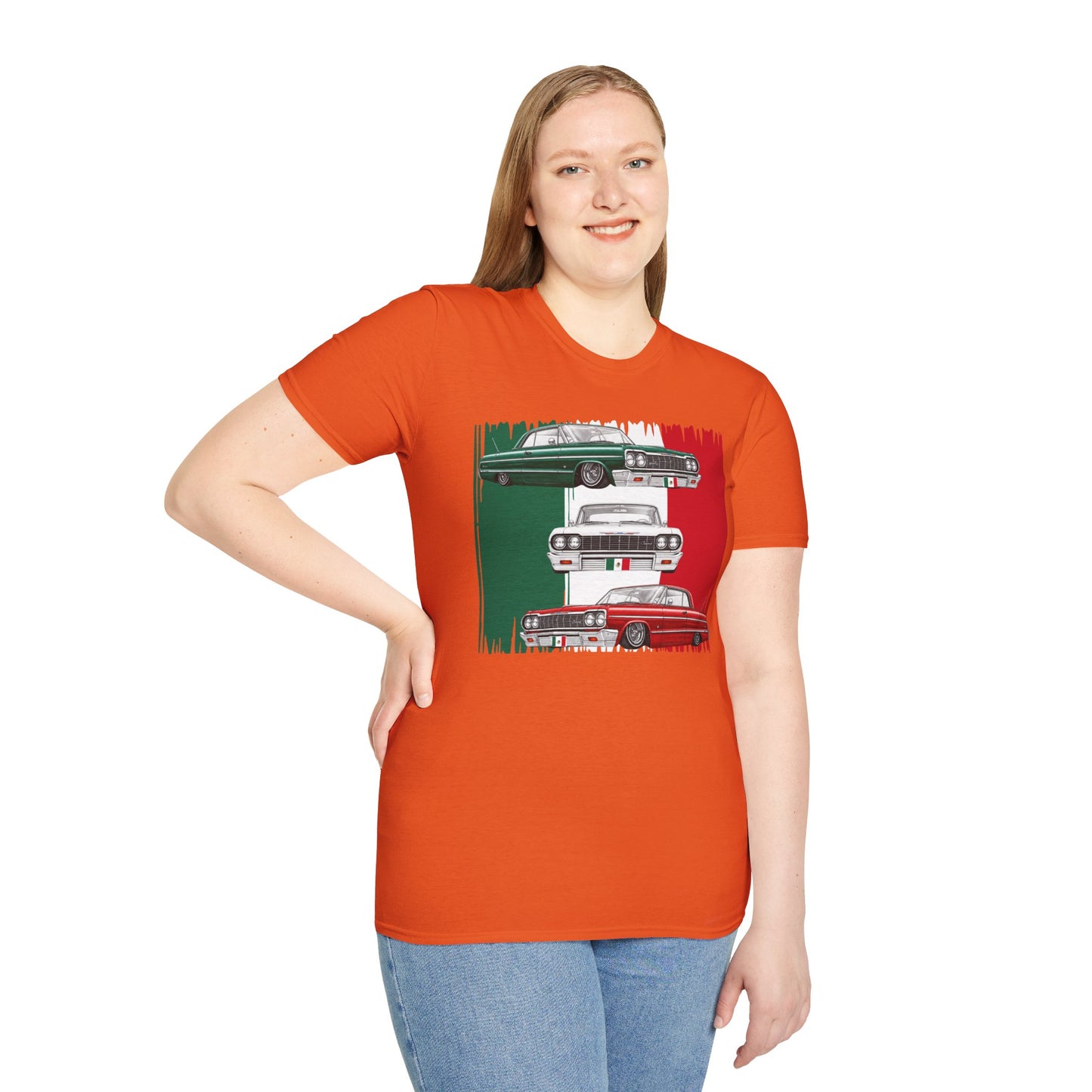 Lowrider Shirt, Mexican Flag Classic Car Tee, Vintage Car Graphic Shirt, Car Enthusiast Gift, Retro Auto Unisex Tee
