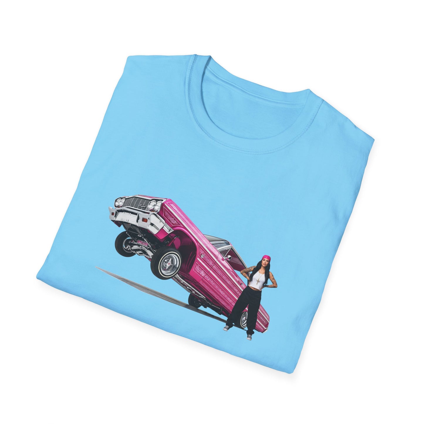 1964 Chevy Impala Hydraulics Lowrider Hoppin' graphic T-Shirt - Old School Hip Hop Cholo Art Tee Design - Chicano Car Club Graphic Tee