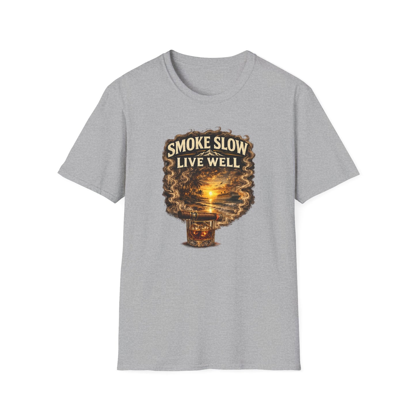 Smoke Slow Live Well Yacht T-Shirt – Cigar, Whiskey & Coastal Luxury Tee