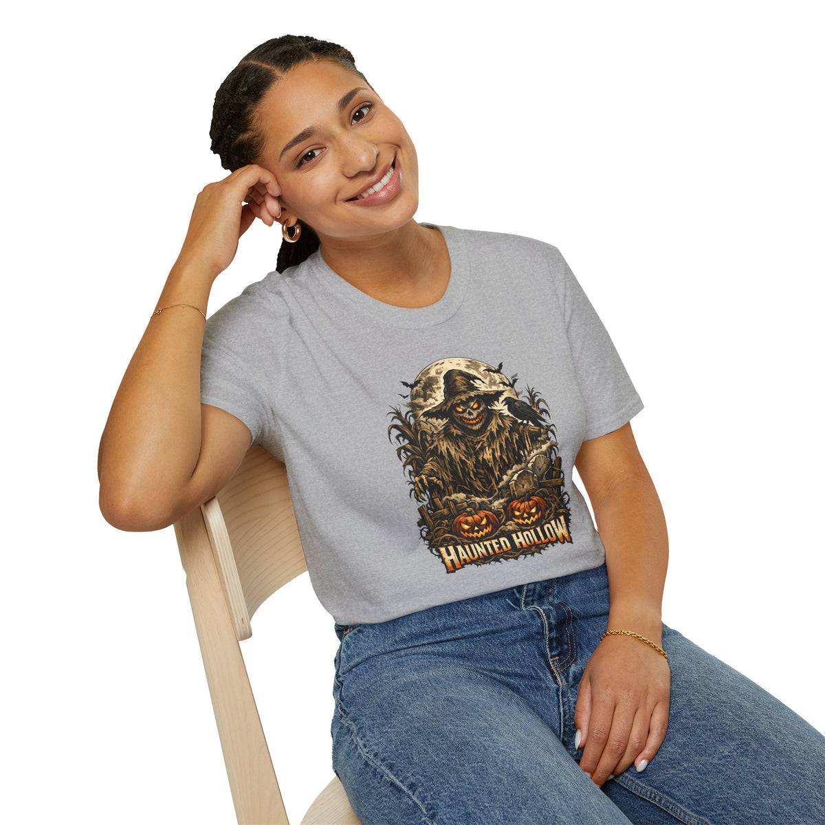Halloween Horror Shirt, Haunted Hollow T-Shirt, Scary Scarecrow Tee, Pumpkin Graveyard Shirt, Spooky Season Gift