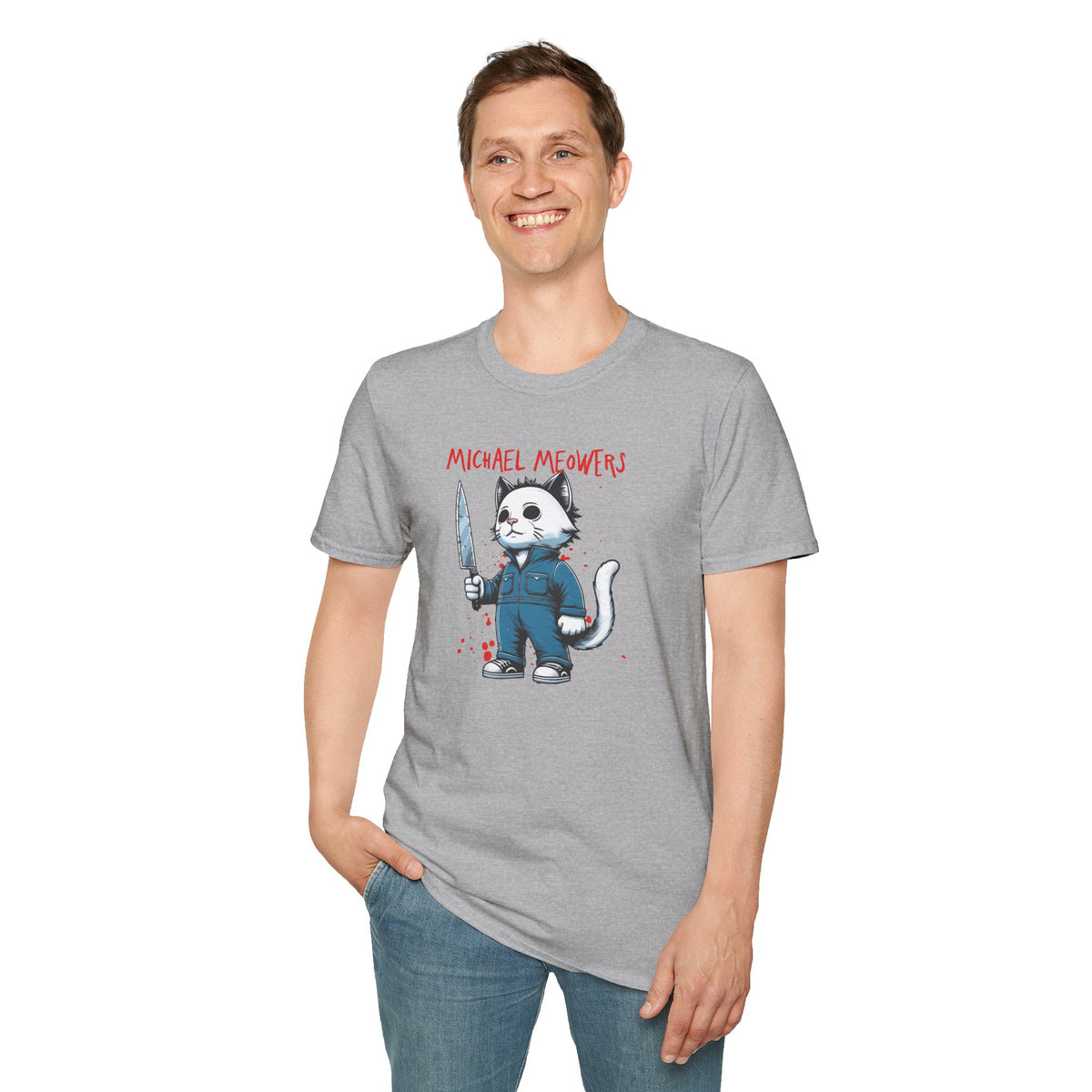 Michael Meowers Halloween Funny Cat T-Shirt, Scary Movie Tee, Halloween Cat Shirt, Horror Movie Cat Fan Gift, Horror Movie Character