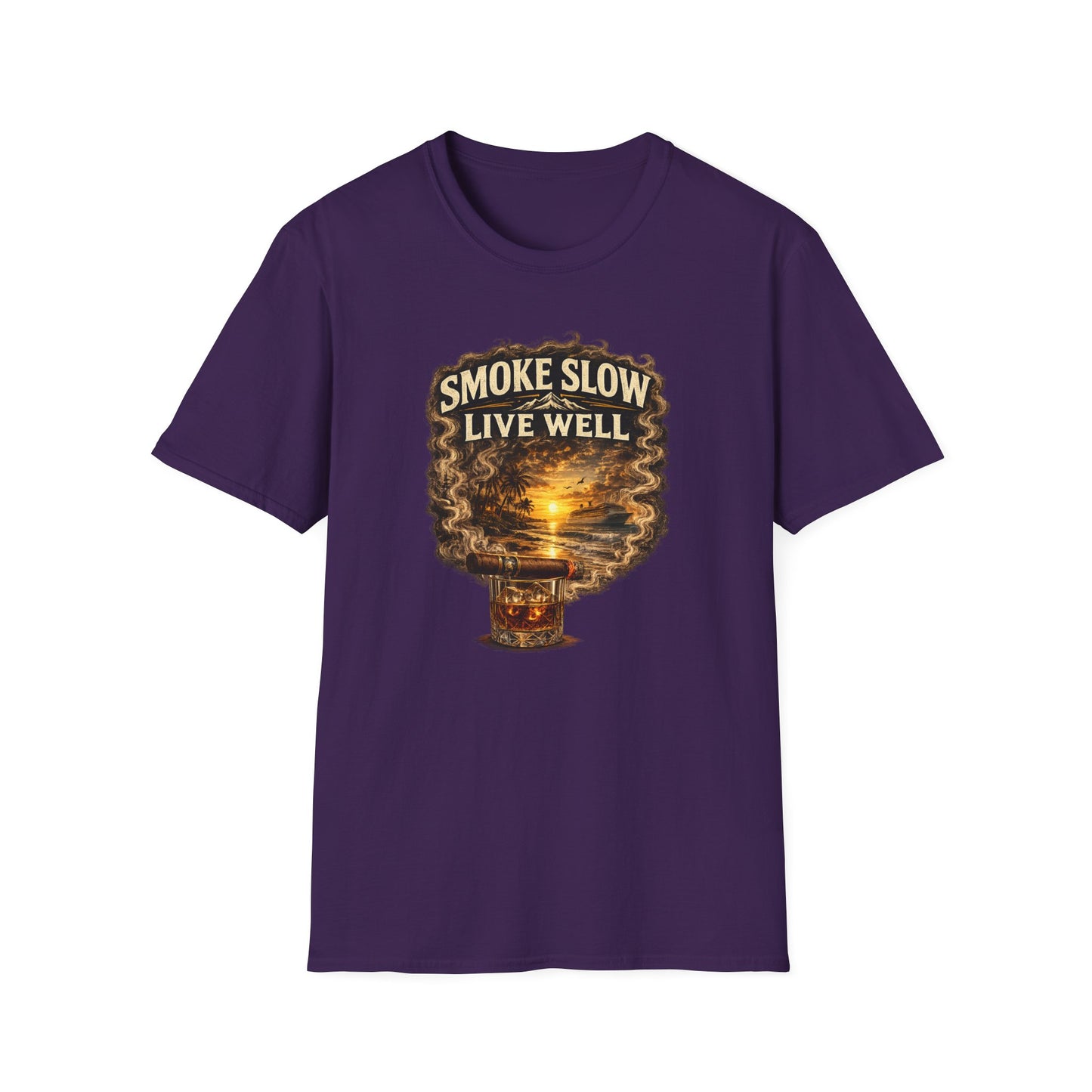 Smoke Slow Live Well Yacht T-Shirt – Cigar, Whiskey & Coastal Luxury Tee