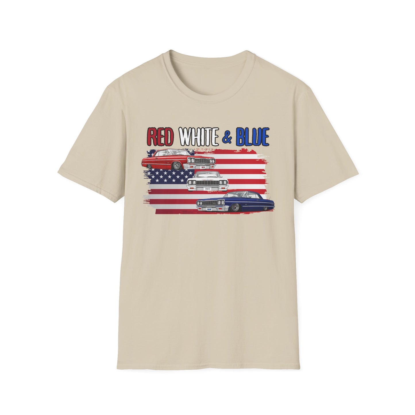 Patriotic Lowrider Shirt, Red White and Blue Car Tee, Classic Car Shirt, 4th of July Car Lover Gift, Unisex Auto Tee