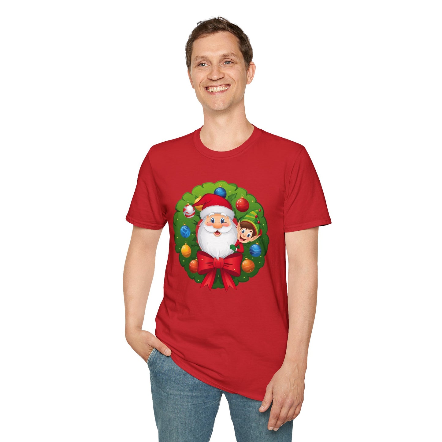 Santa and Elf on a Wreath Shirt, Family Christmas Shirts, Christmas T Shirt, Holiday Shirt, Cute Xmas Shirt for the family, Holiday Gift