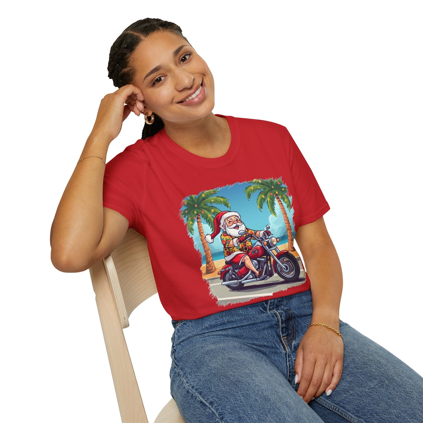 Tropical Santa riding a motorcycle shirt, Family Christmas Shirts, Christmas T Shirt, Holiday Shirt, Cute Xmas Shirt for the family, Holiday Gift