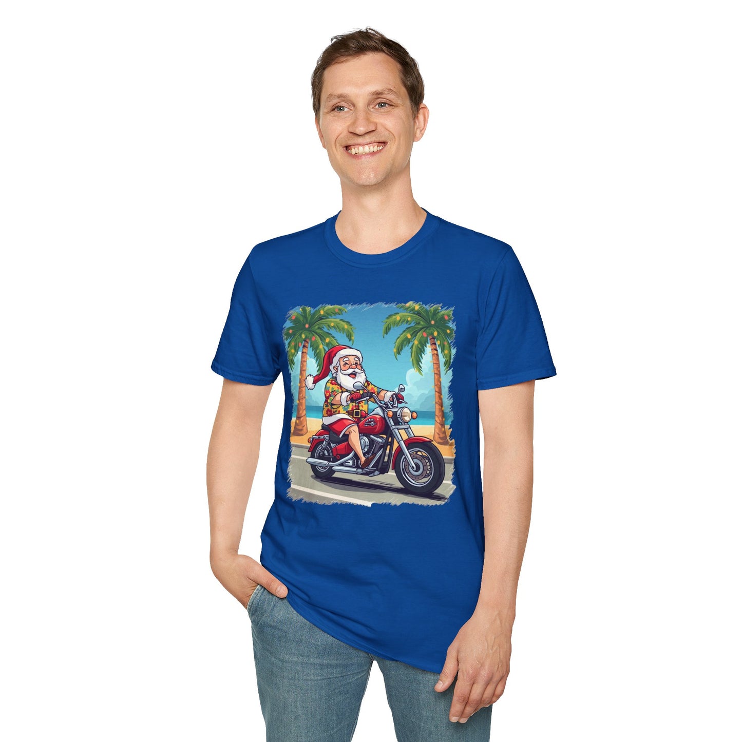 Tropical Santa riding a motorcycle shirt, Family Christmas Shirts, Christmas T Shirt, Holiday Shirt, Cute Xmas Shirt for the family, Holiday Gift