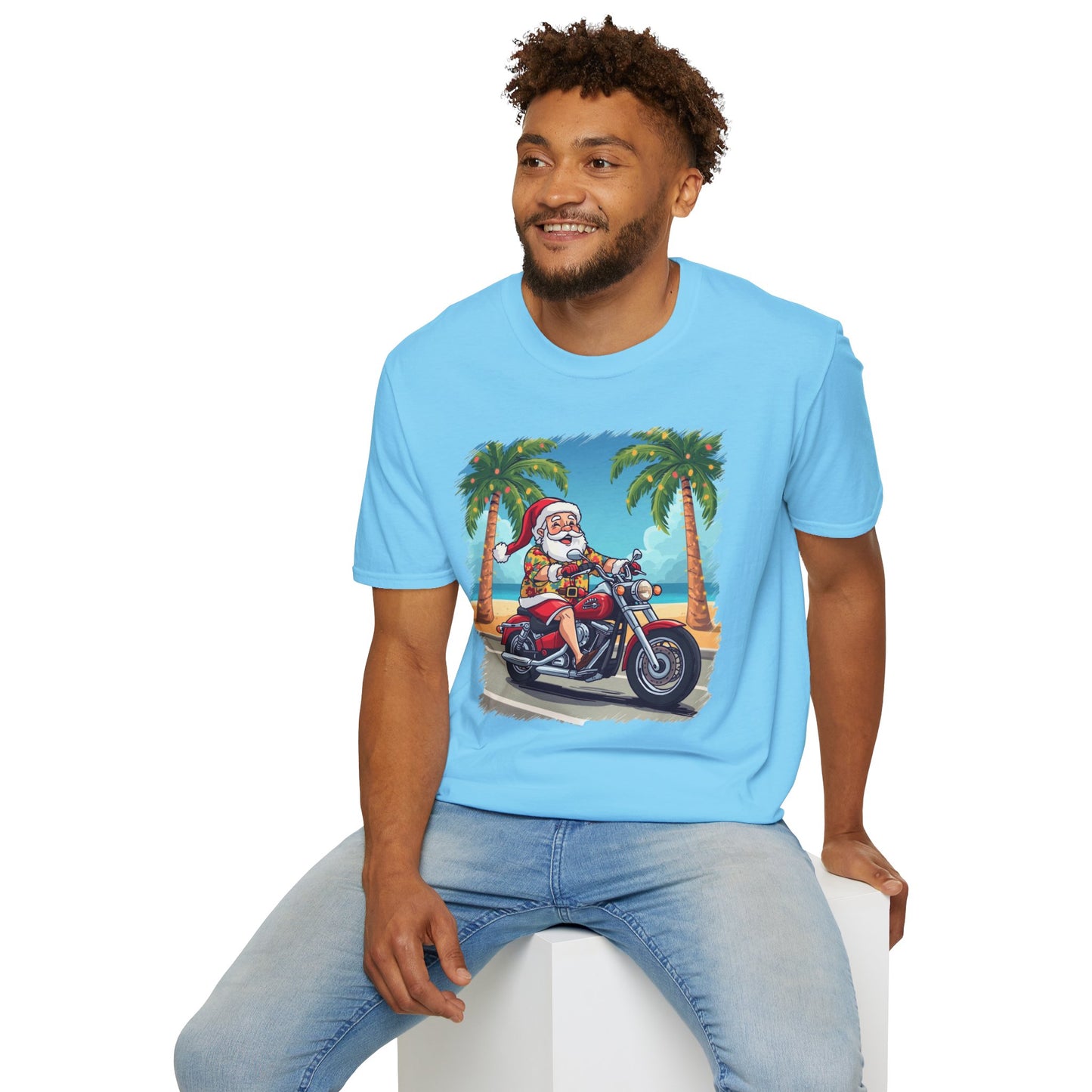 Tropical Santa riding a motorcycle shirt, Family Christmas Shirts, Christmas T Shirt, Holiday Shirt, Cute Xmas Shirt for the family, Holiday Gift