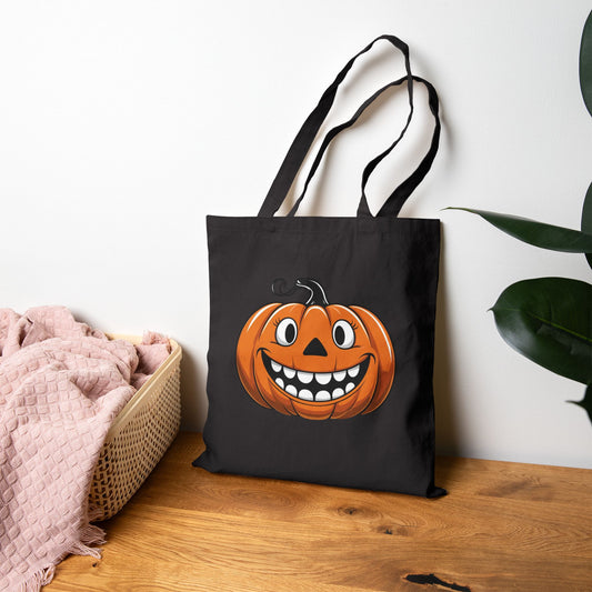 Jack O Lantern Halloween Tote Bag, Halloween Gift for shoppers, Shopping Tote, Trick or Treat Bag, Pumpkin Creepy Spooky Bag