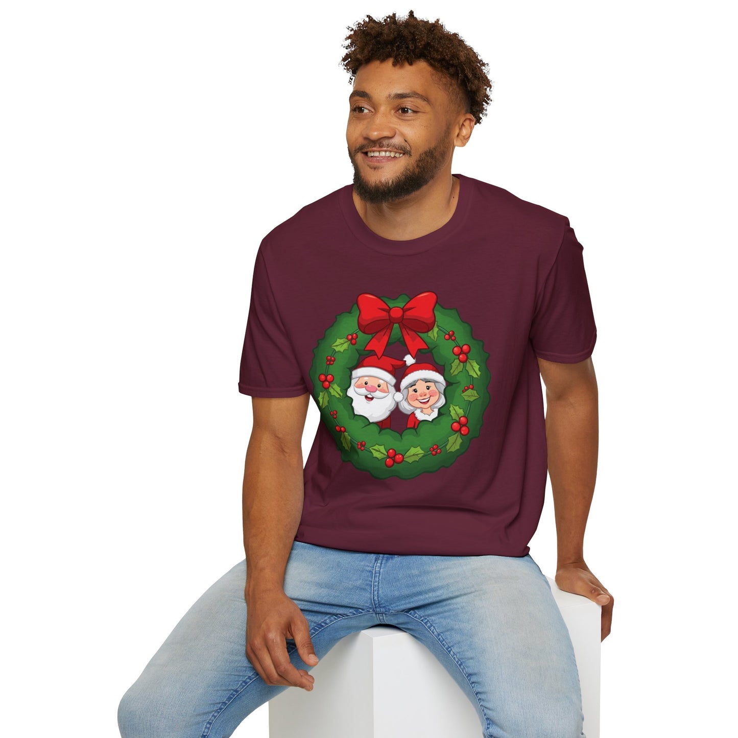 Santa and Mrs. Claus in a Wreath Shirt, Family Christmas Shirts, Christmas T Shirt, Holiday Shirt, Cute Xmas Shirt for the family, Holiday Gift